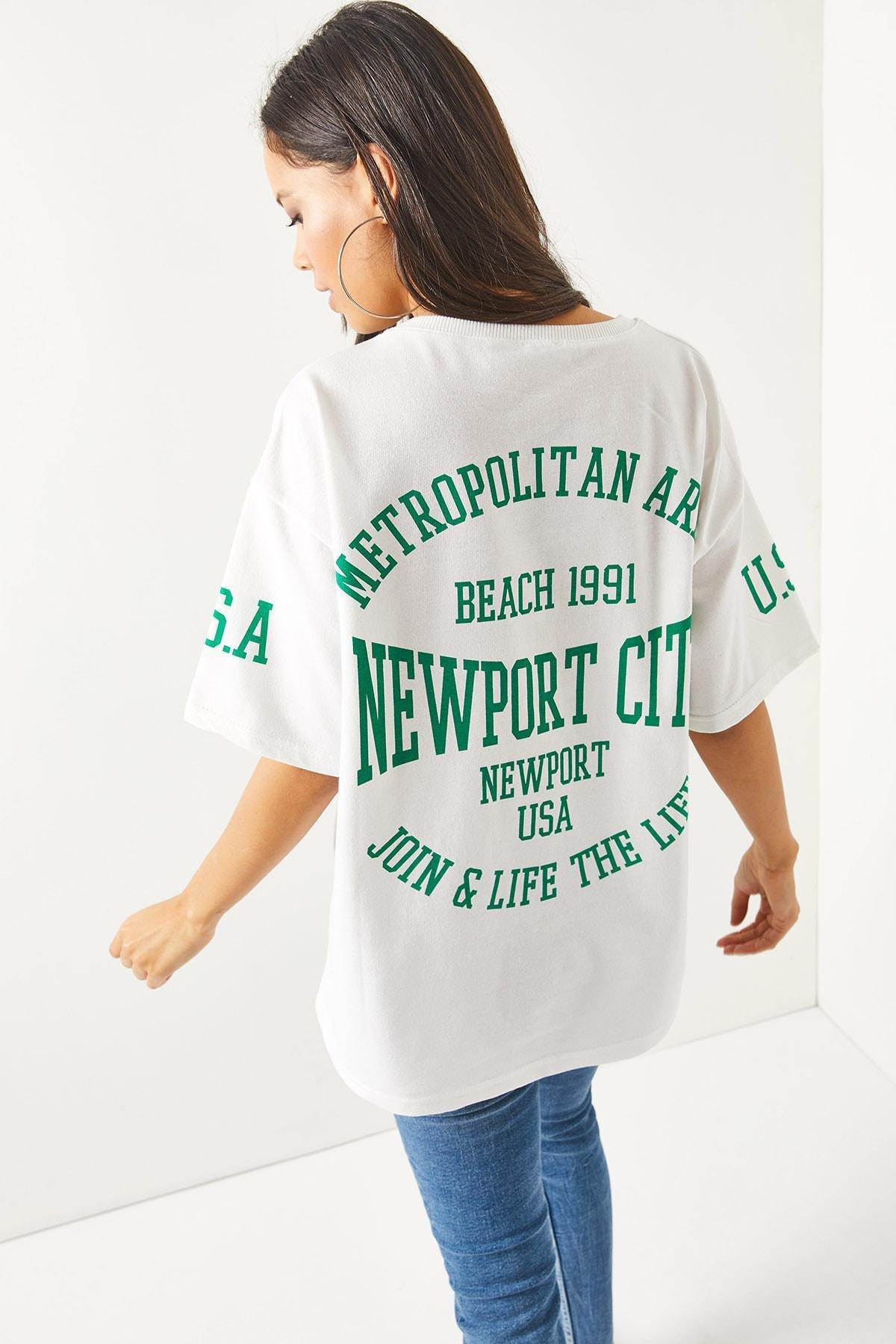 White Crew Neck Oversize T-Shirt, , large image number 3