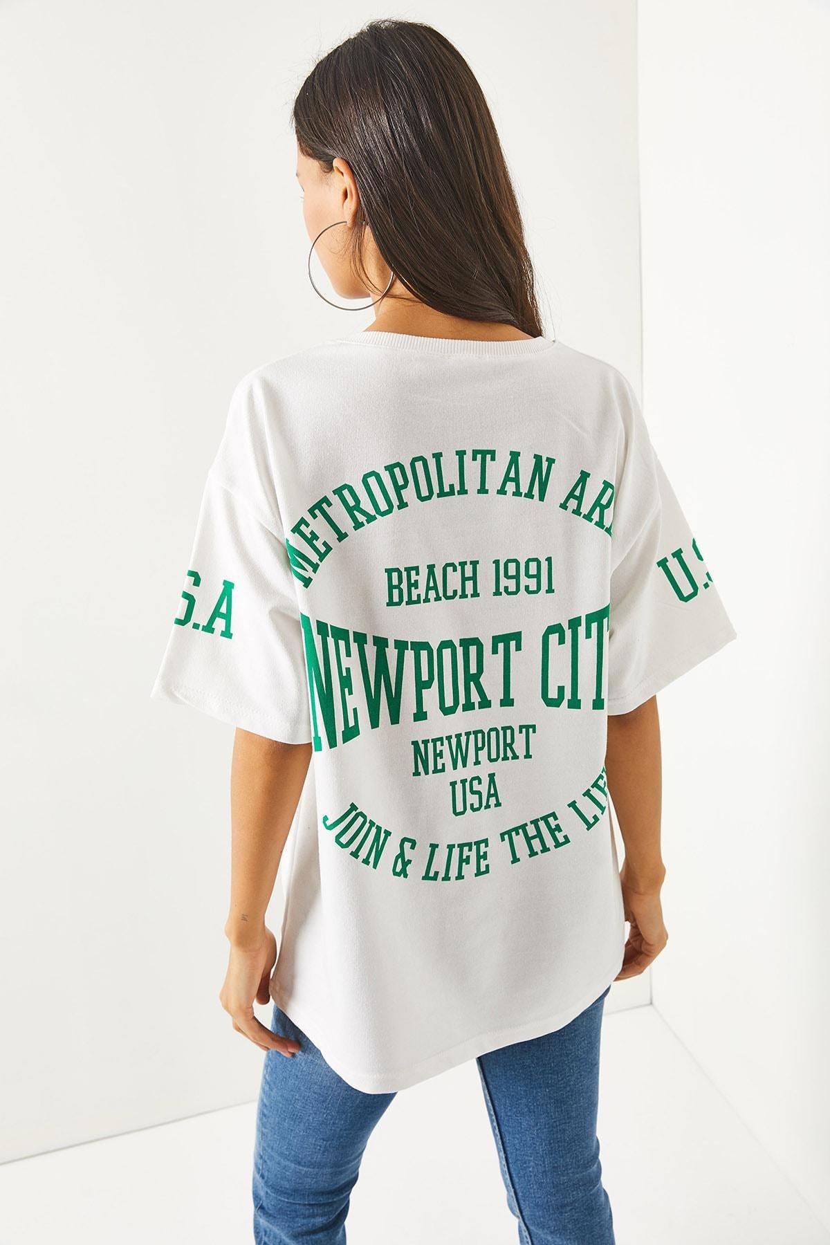 White Crew Neck Oversize T-Shirt, , large image number 4