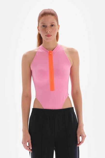 Dagi - Pink Bodysuit With Zipper