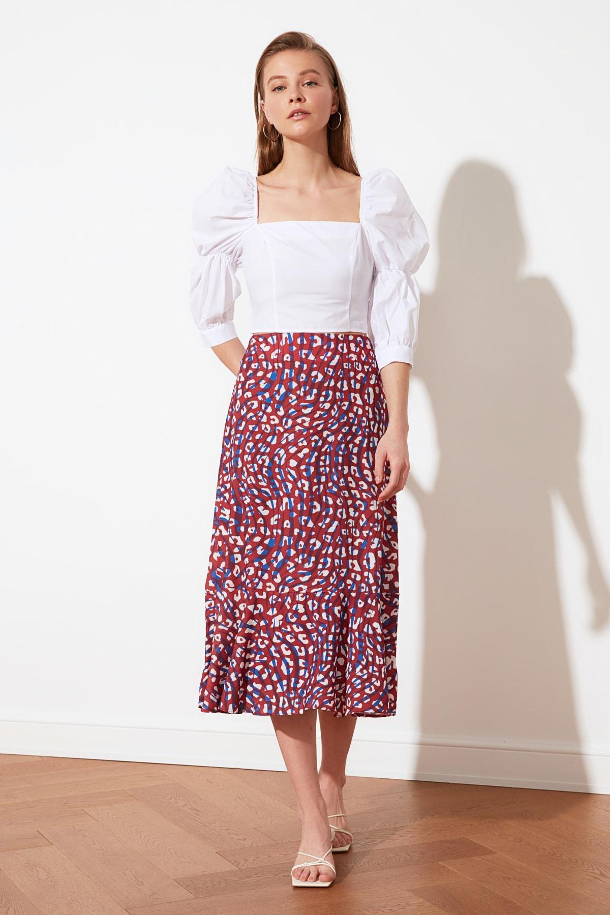 White Fitted Square Collar Blouse, , large image number 2