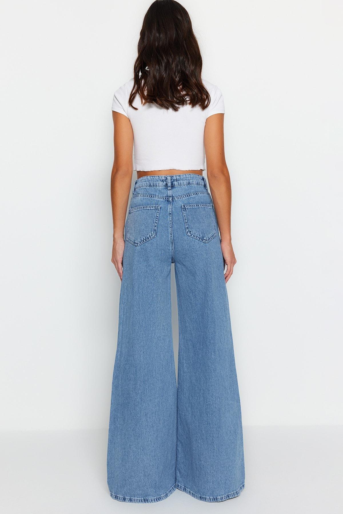 Blue Wide Leg Jeans, , large image number 5