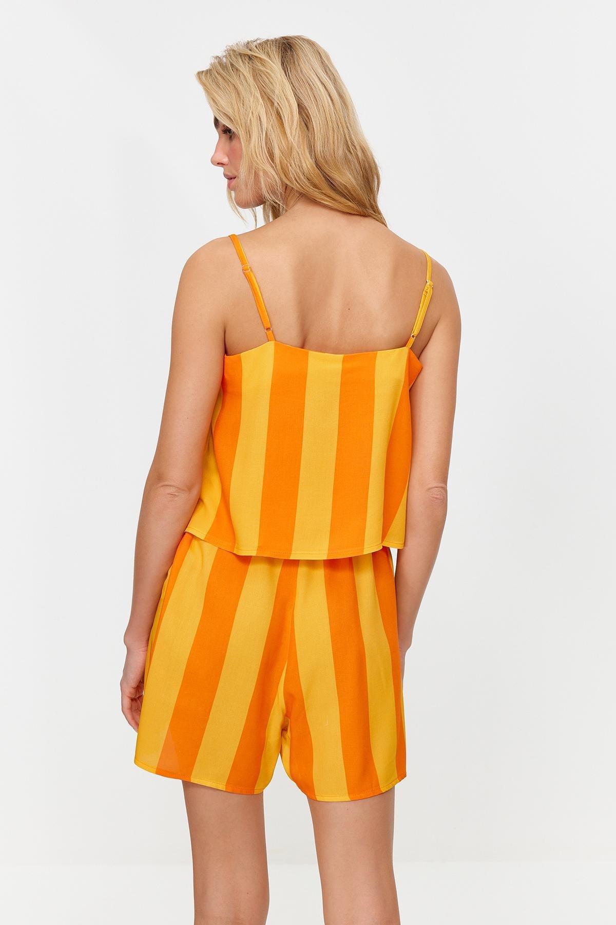 Orange Striped Woven Tank Top, , large image number 4