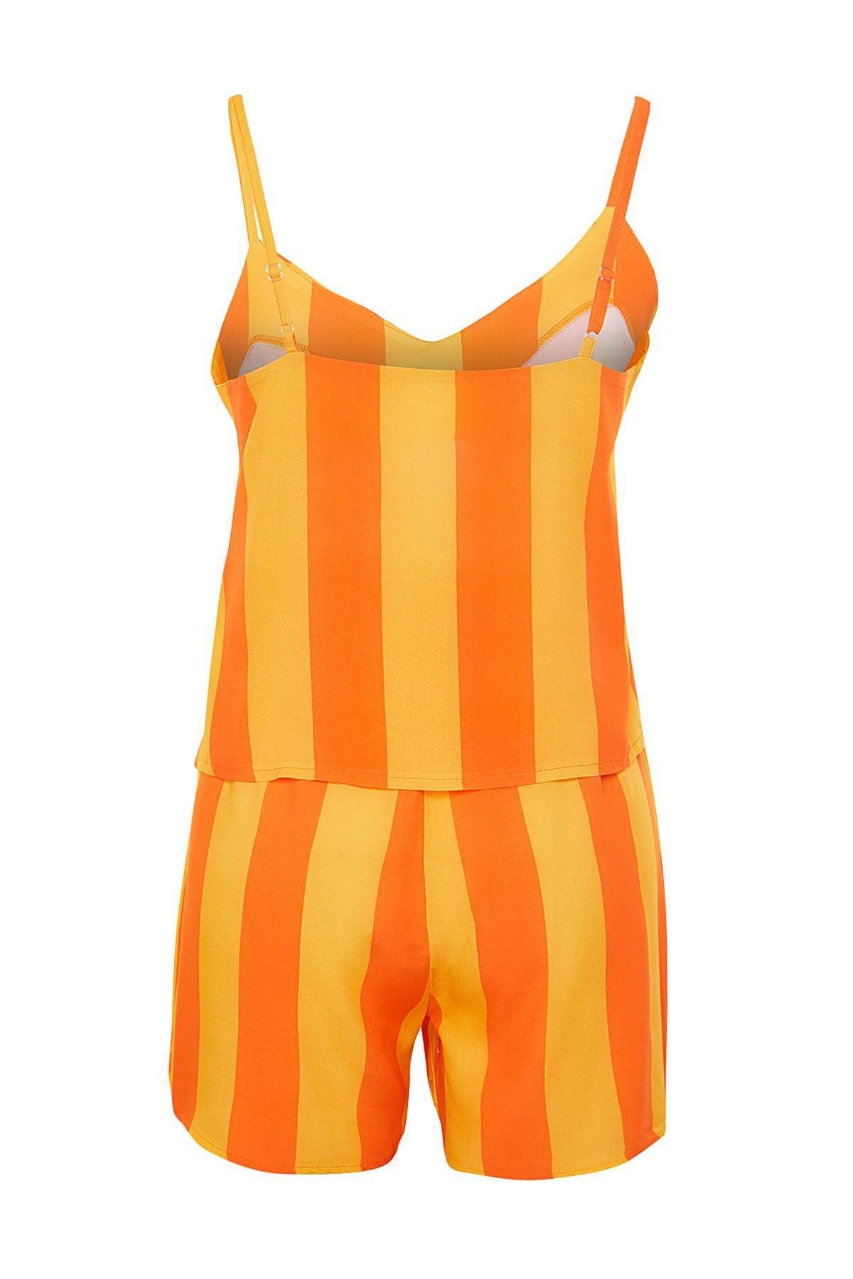 Orange Striped Woven Tank Top, , large image number 6