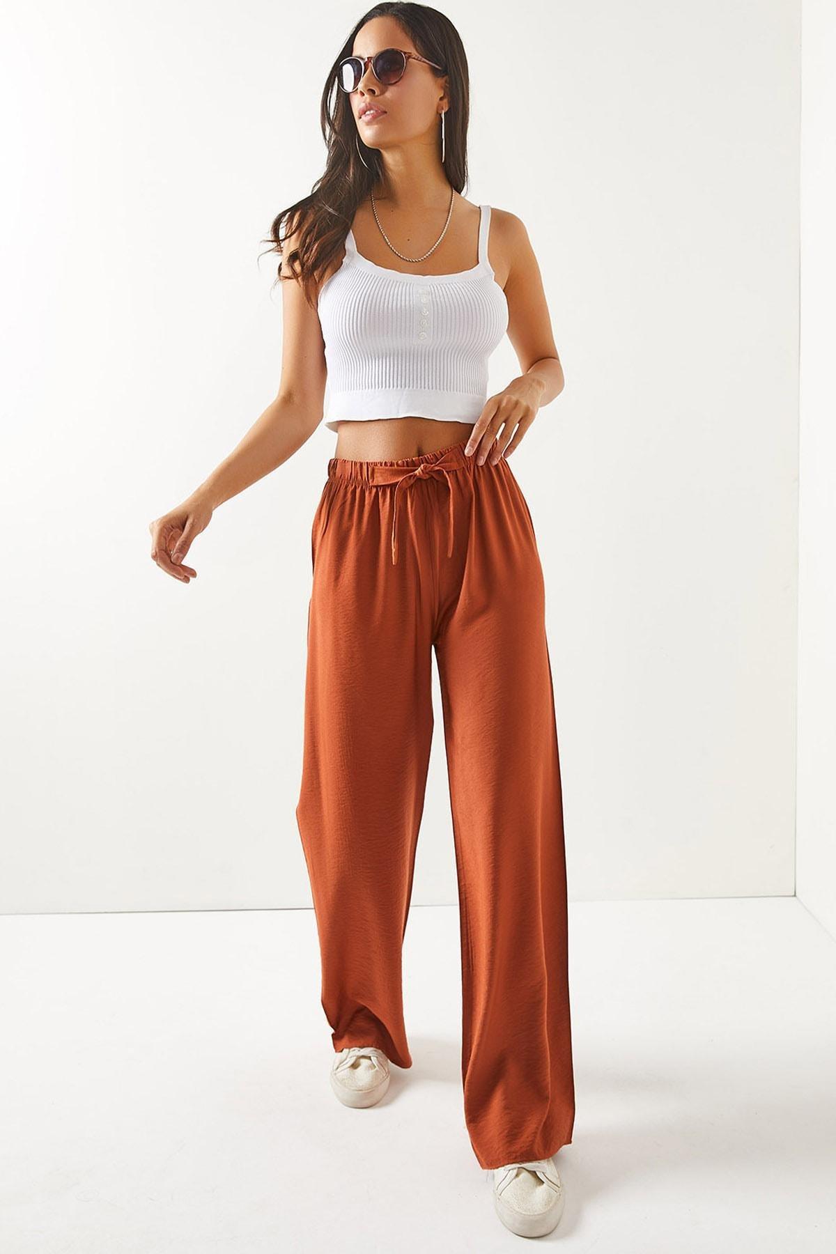 Brown Wide Leg Pants, , medium