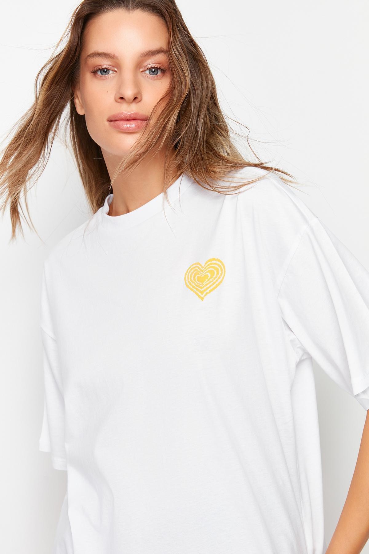 White Oversized Crew Neck T-Shirt, , large image number 1