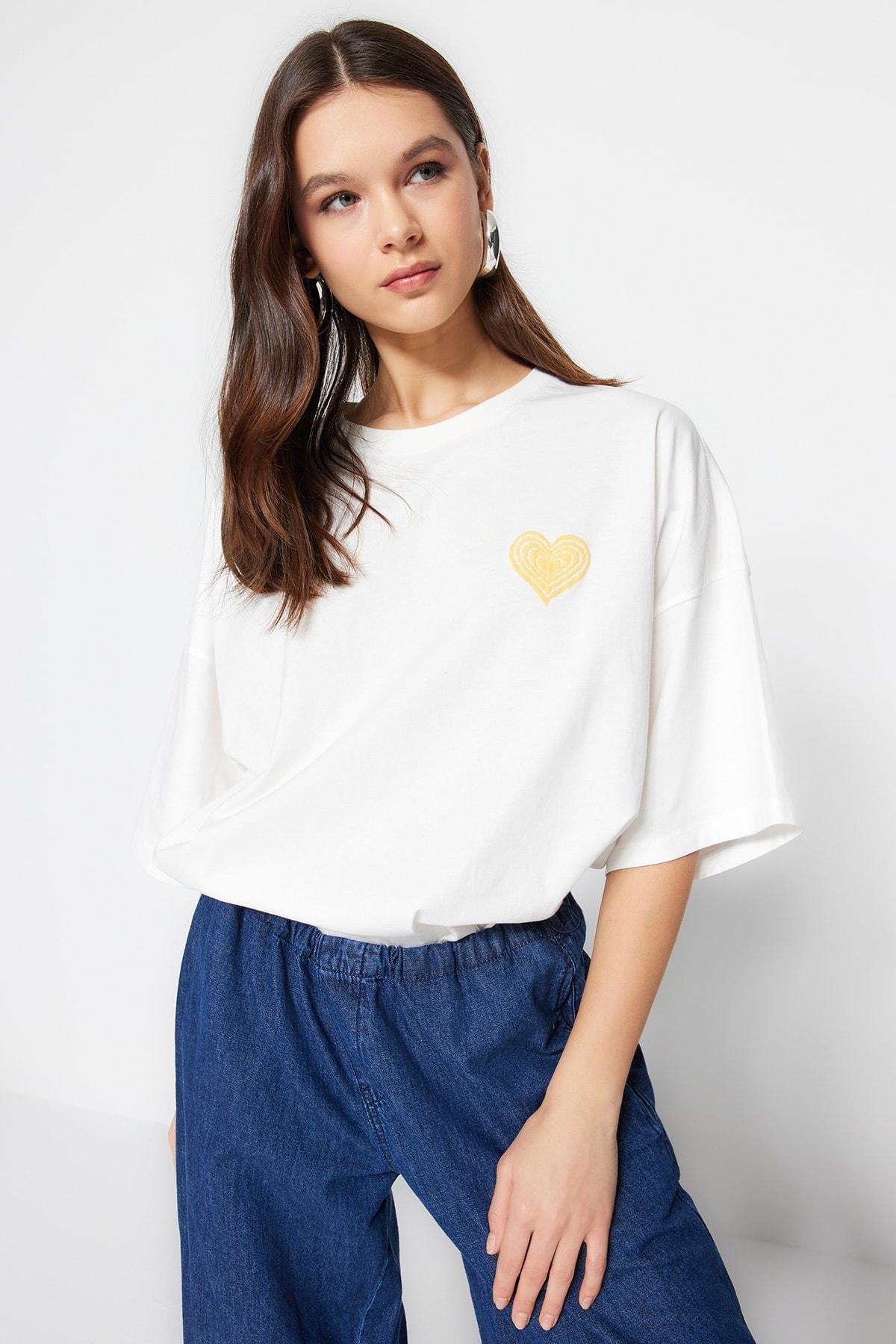 White Oversized Crew Neck T-Shirt, , large image number 2