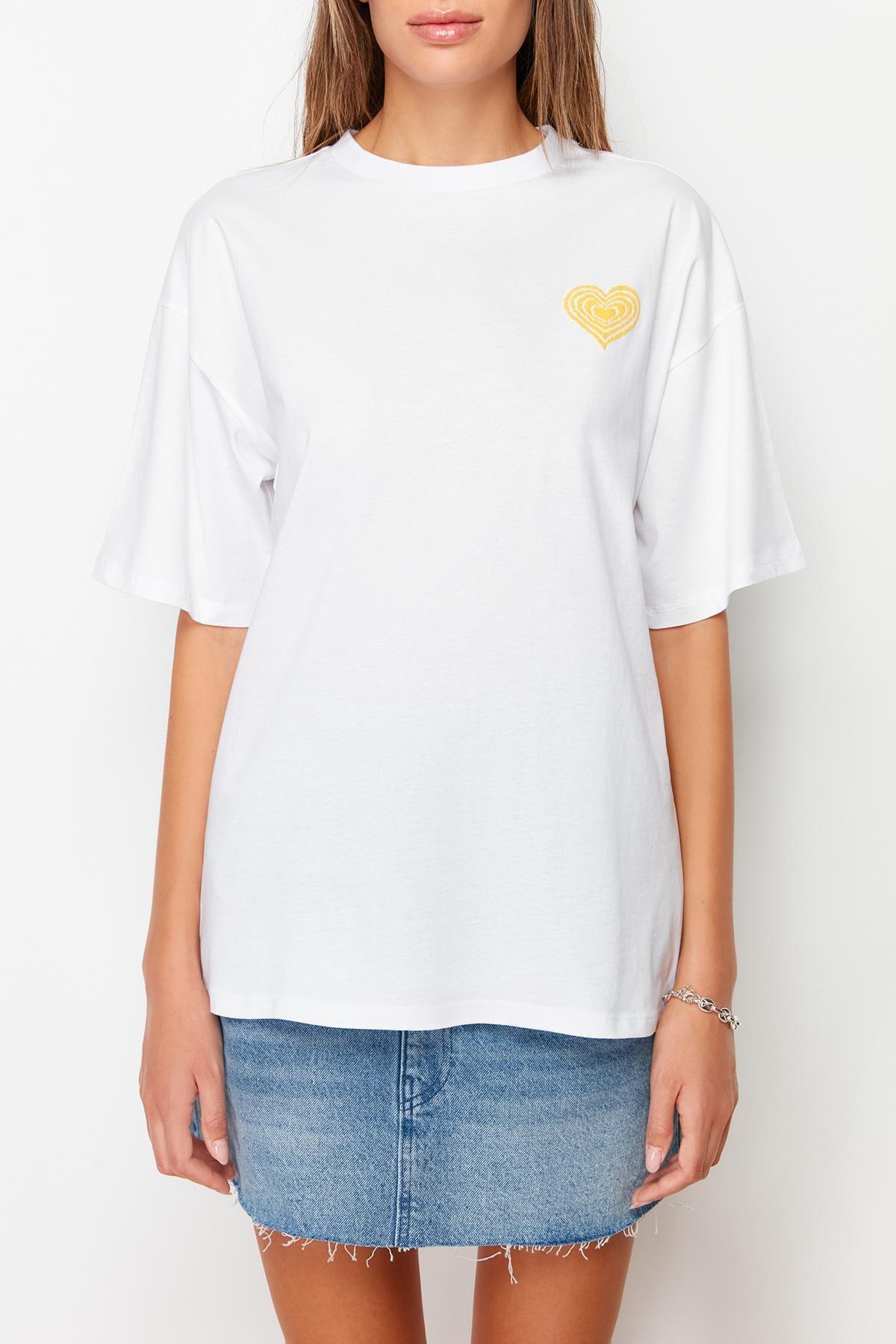 White Oversized Crew Neck T-Shirt, , large image number 4