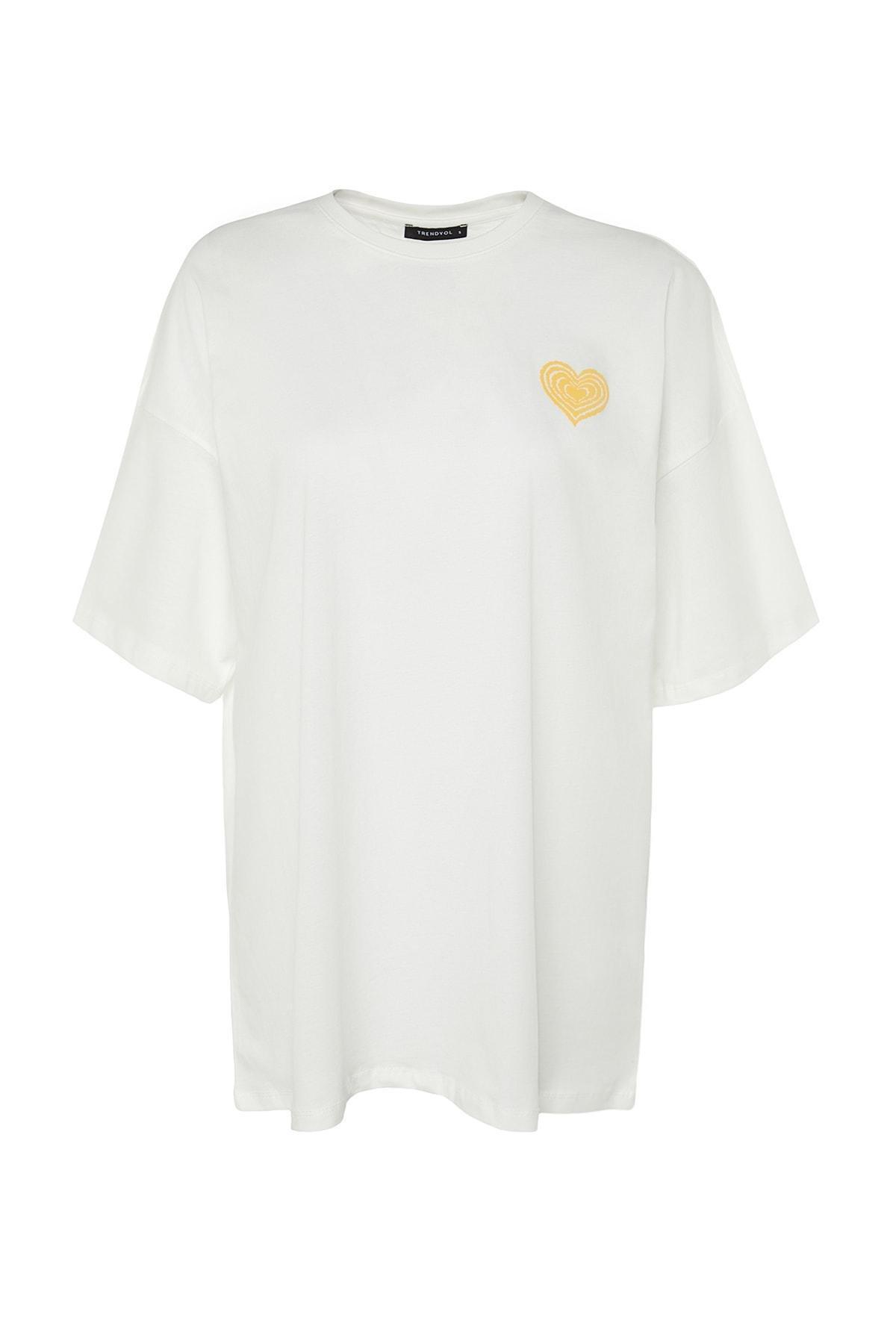 White Oversized Crew Neck T-Shirt, , large image number 7