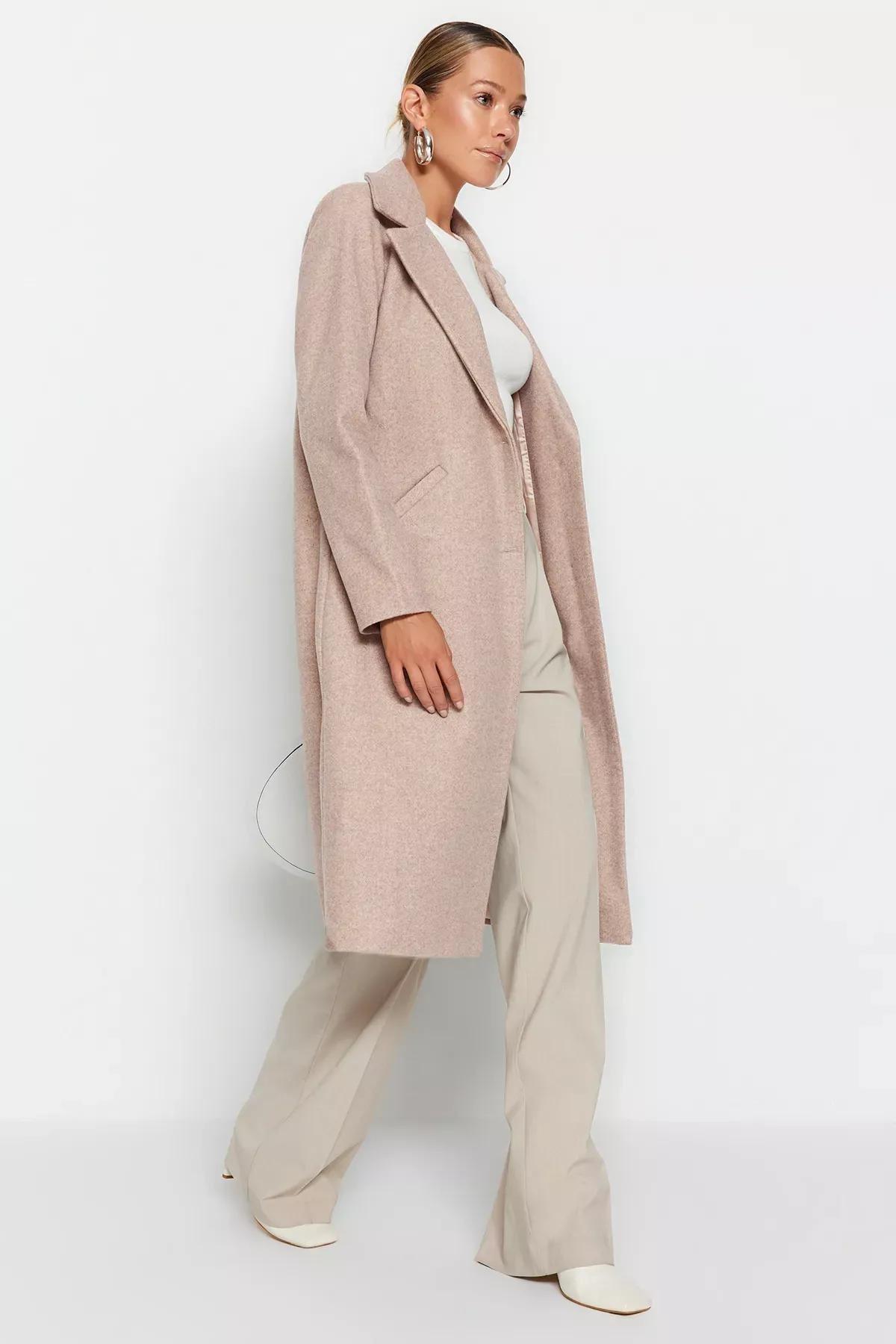 Brown Basic Coat, Mink, large image number 0