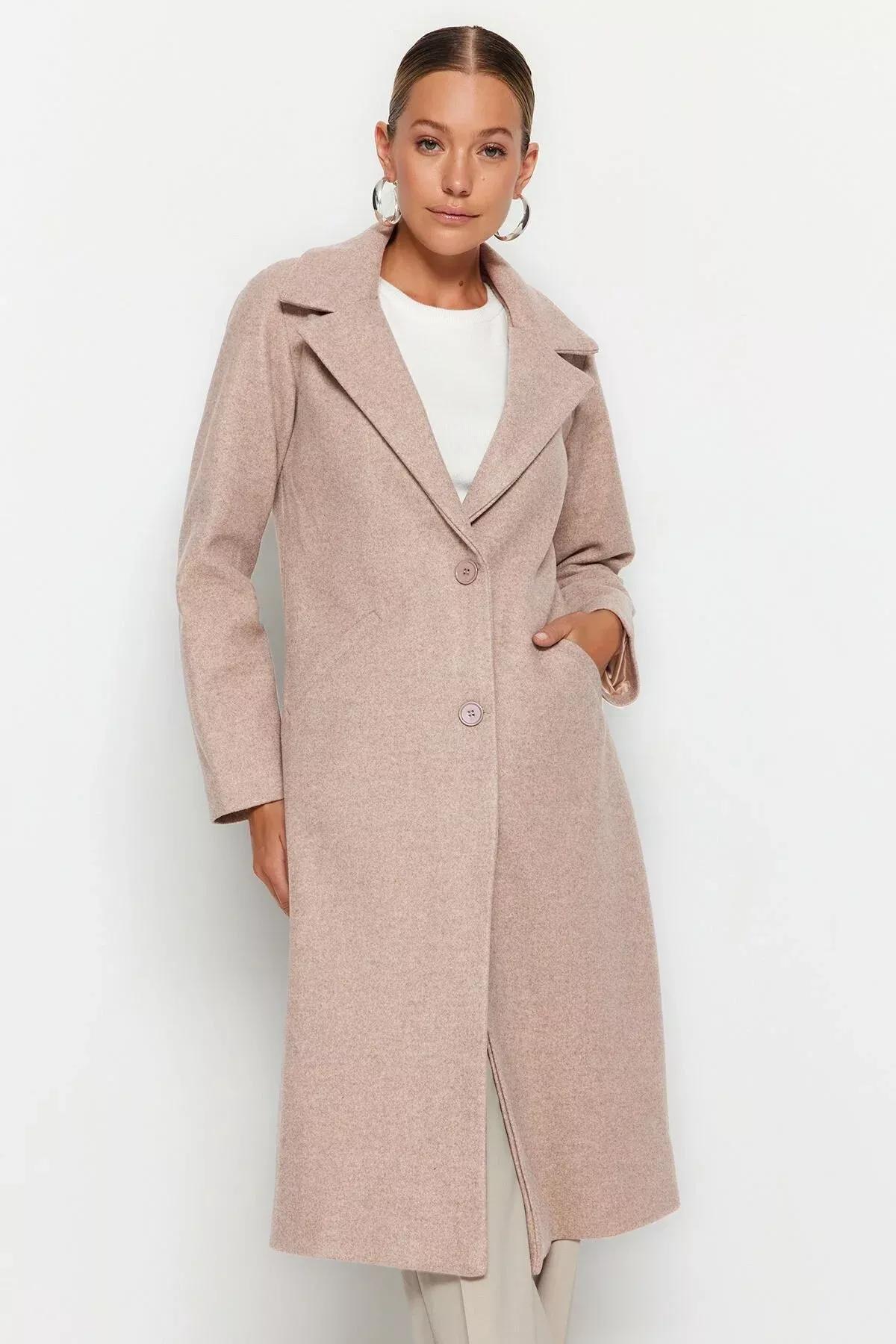 Brown Basic Coat, Mink, large image number 1