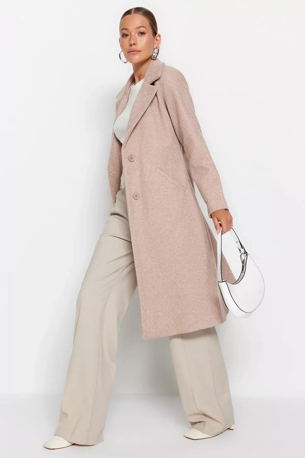 Brown Basic Coat, Mink, large image number 2