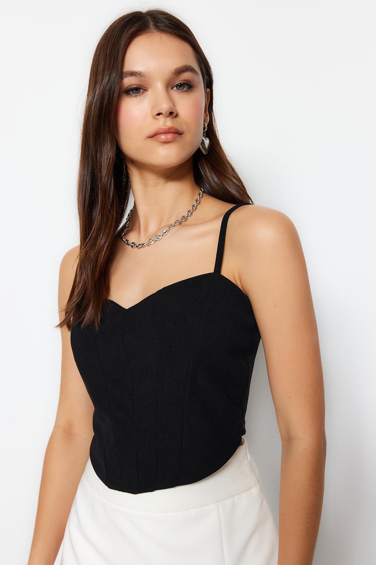 Black Printed Crop Top, , large image number 0