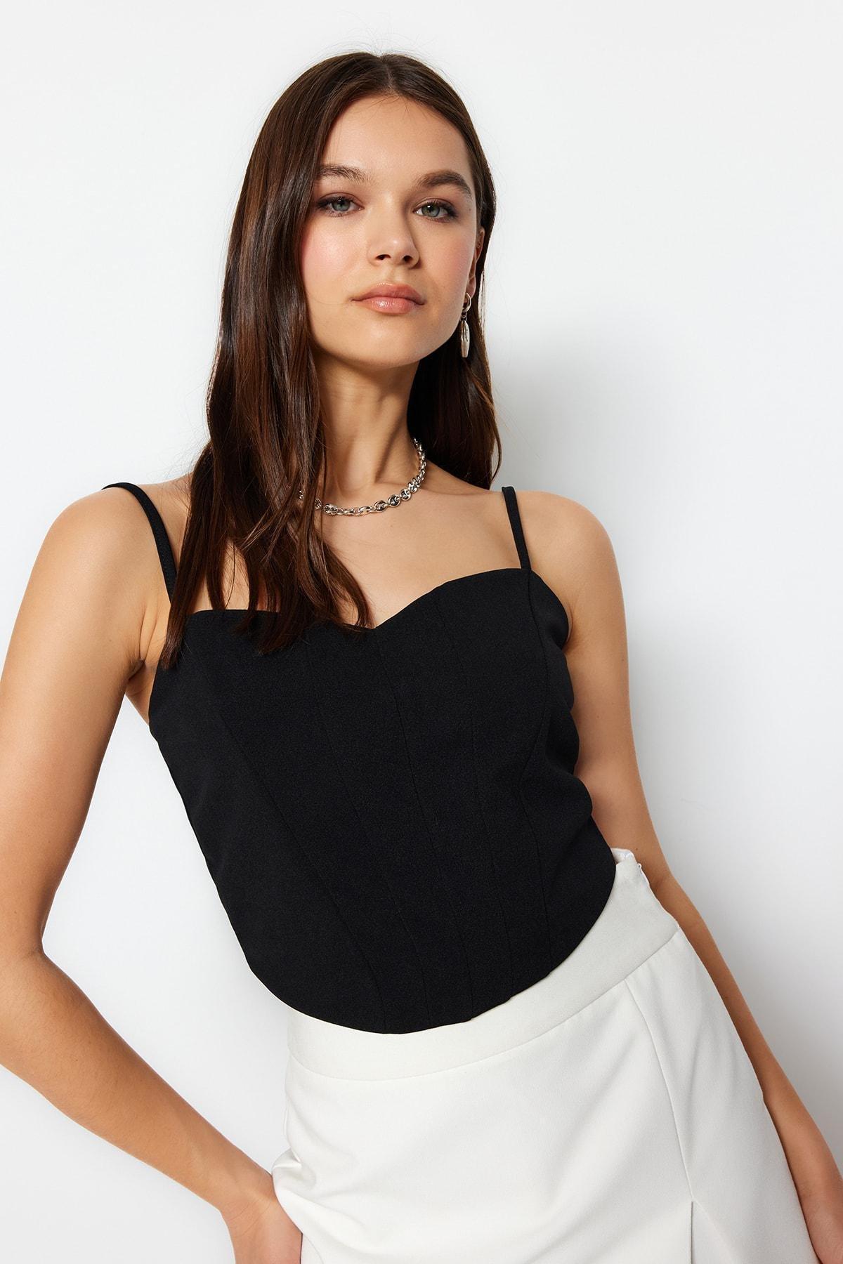 Black Printed Crop Top, , large image number 1