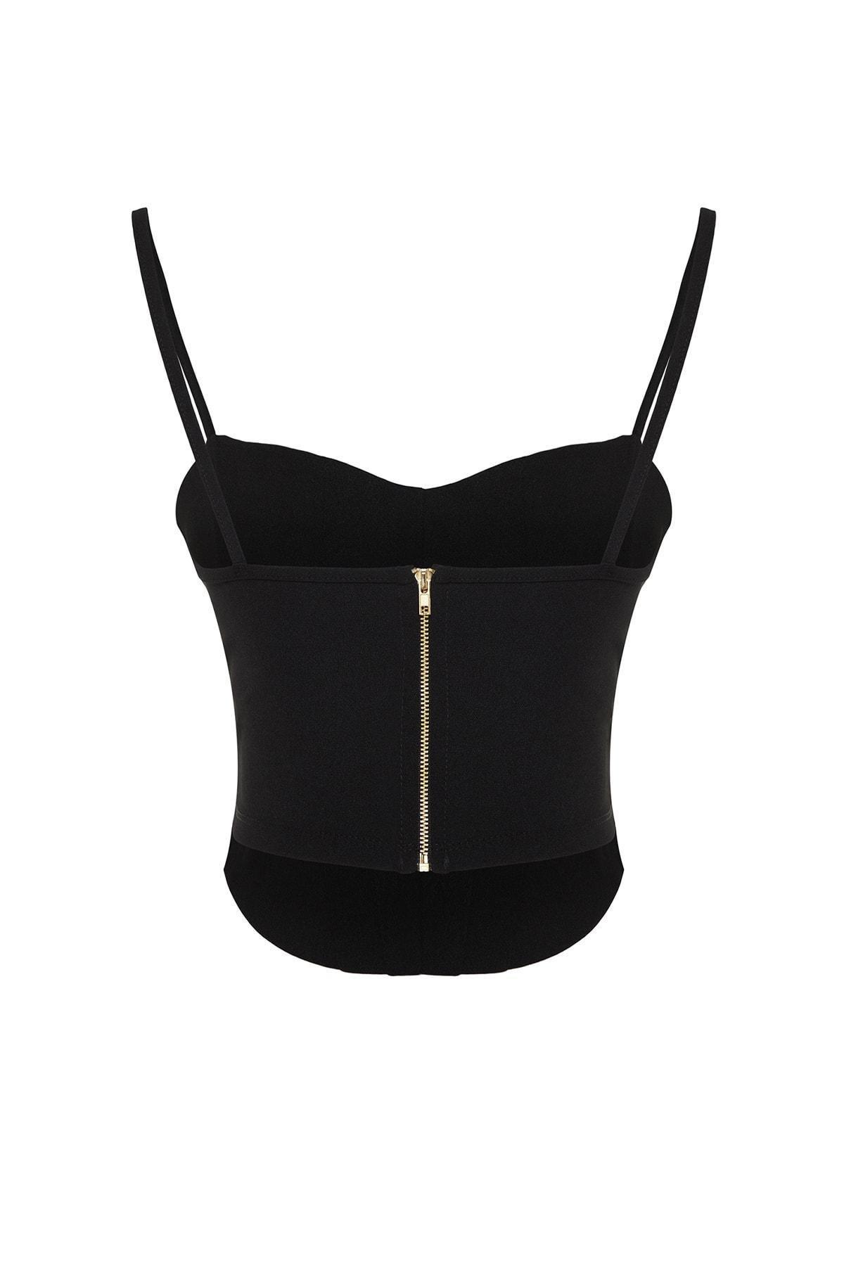 Black Printed Crop Top, , large image number 7