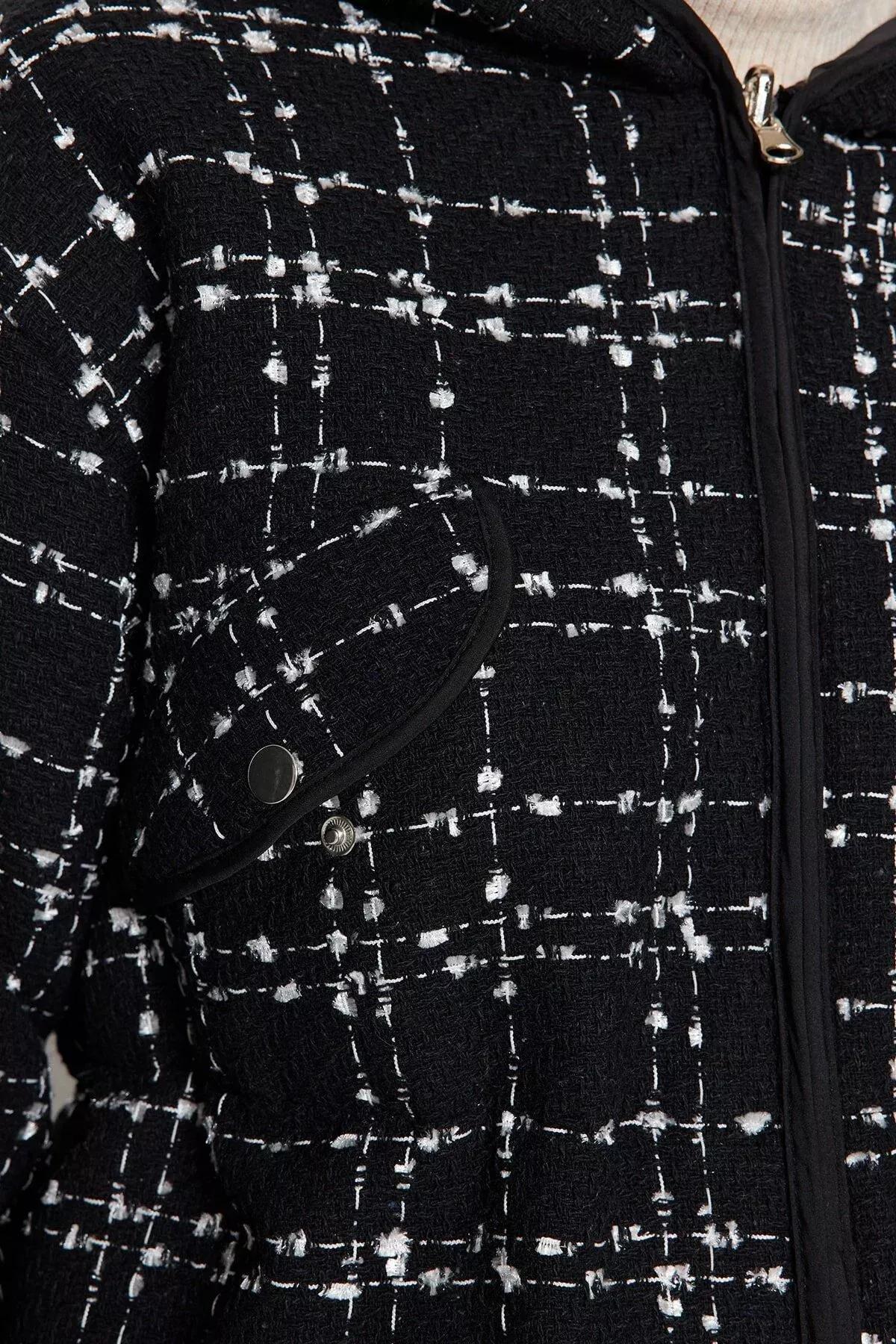 Black Hooded Puffer Jacket, BLACK, large image number 3