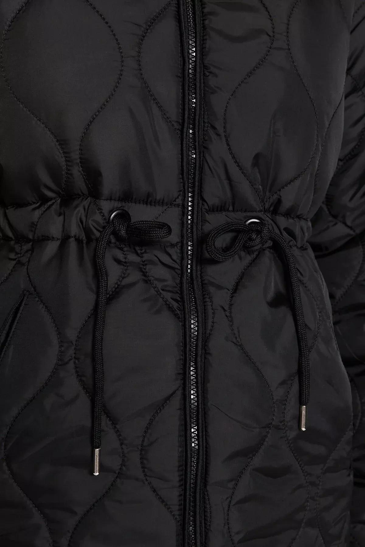 Black Hooded Puffer Jacket, BLACK, large image number 7