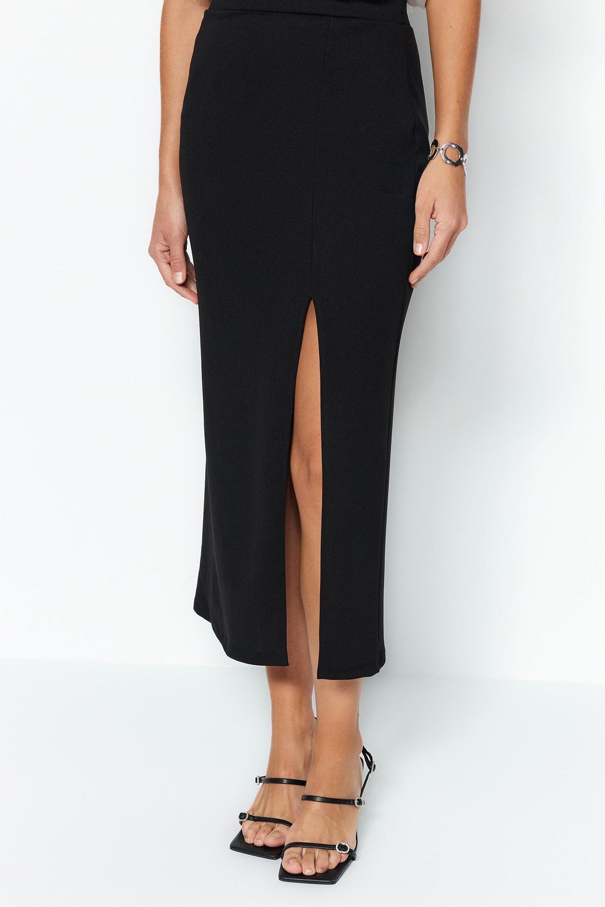 Black Openwork Maxi Skirt, , large image number 1