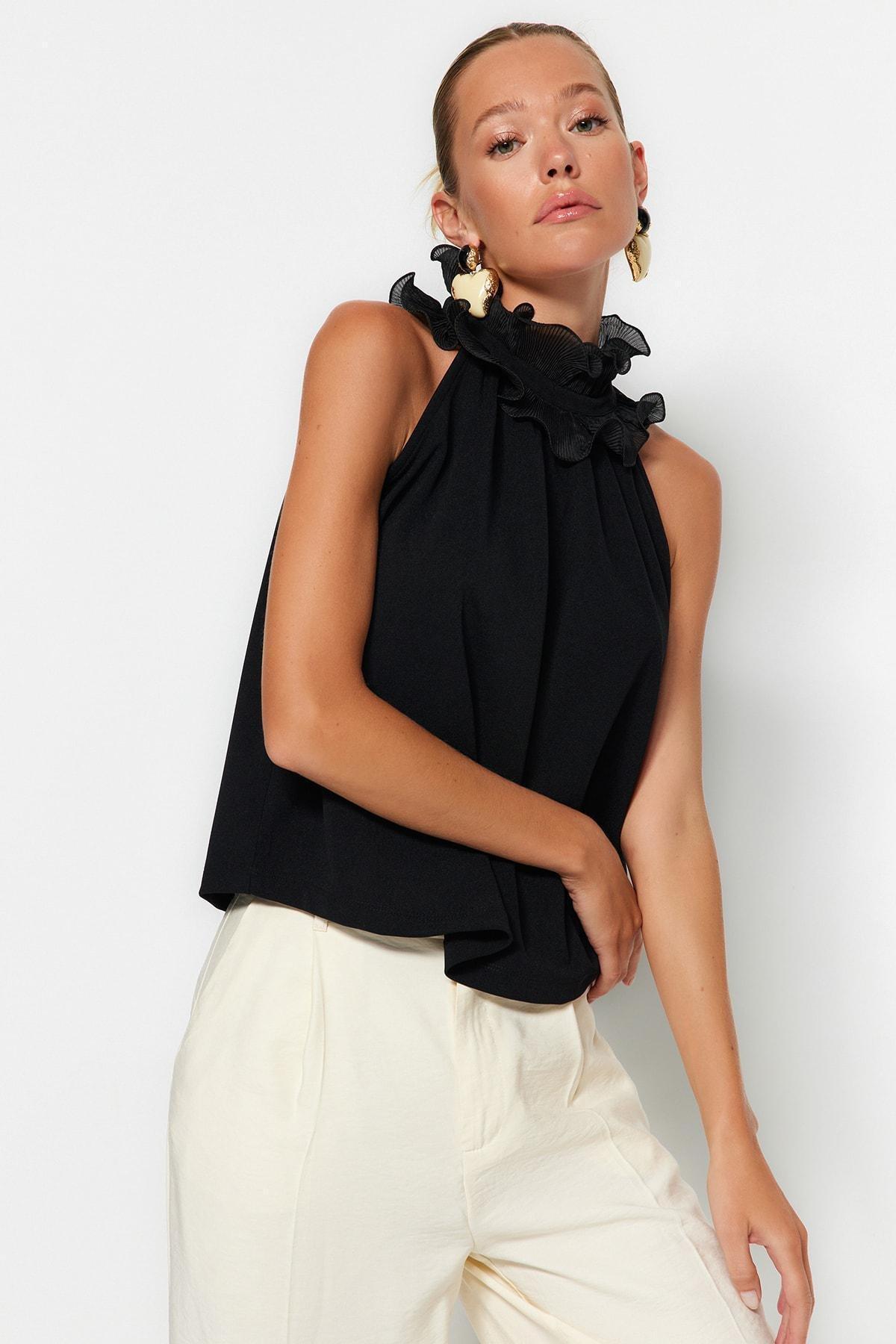 Black Printed Blouse, , large image number 0