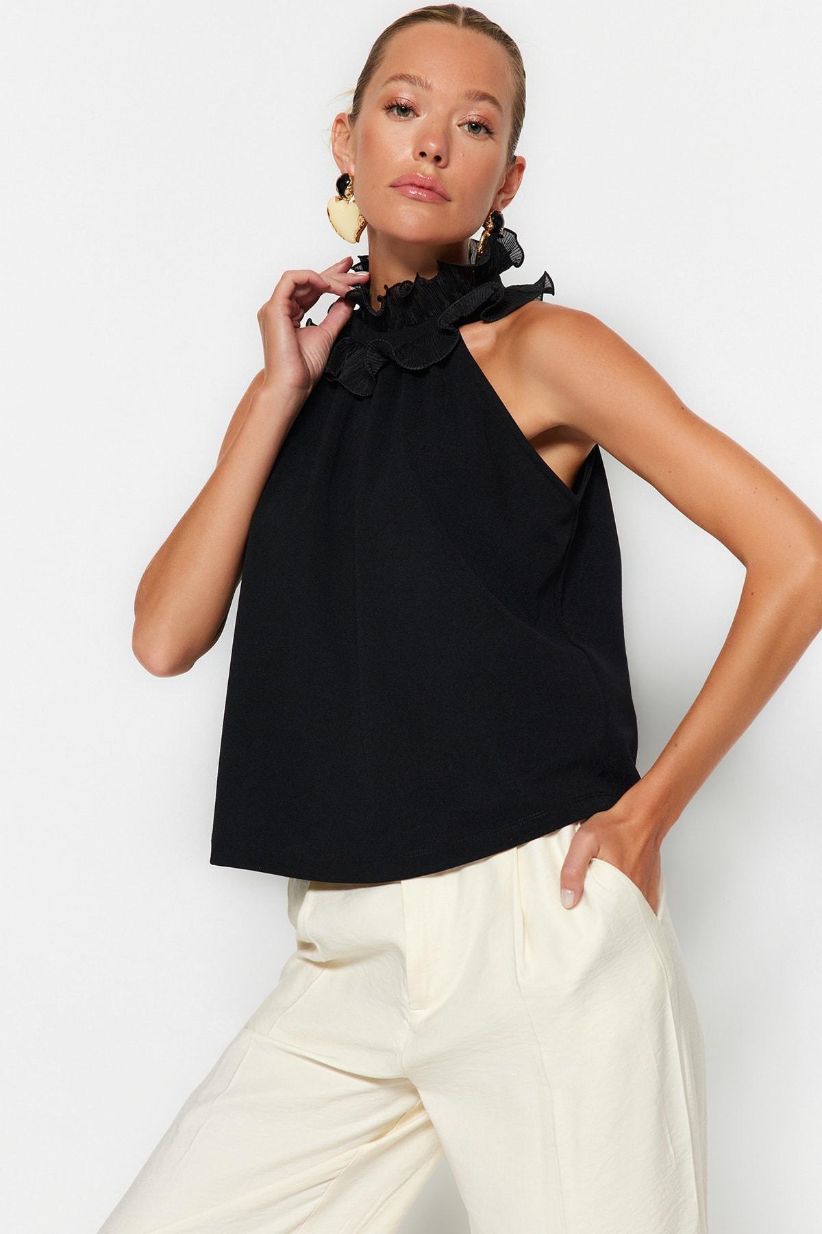 Black Printed Blouse, , large image number 1