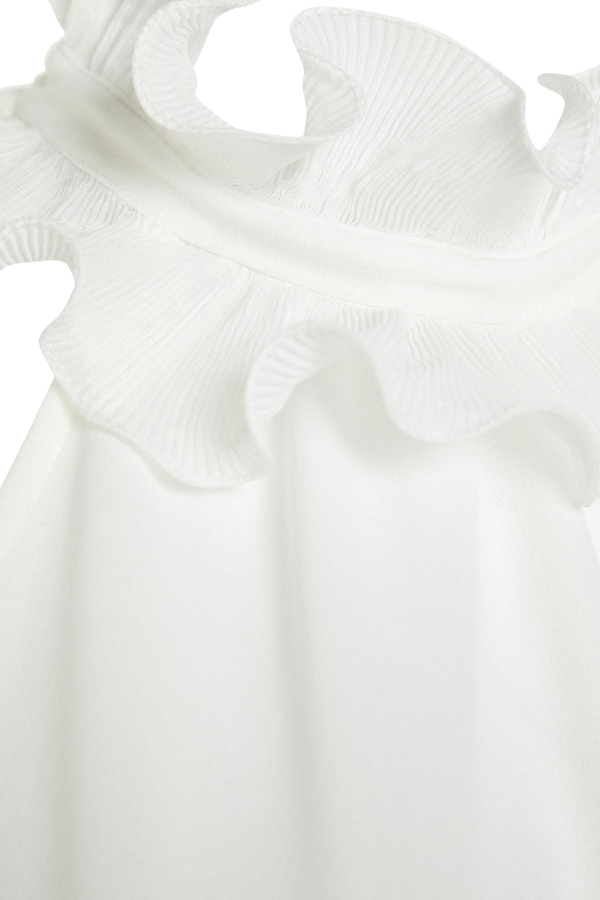 Ecru Collar Detailed Smart Crepe Knitted Blouse, , large image number 6