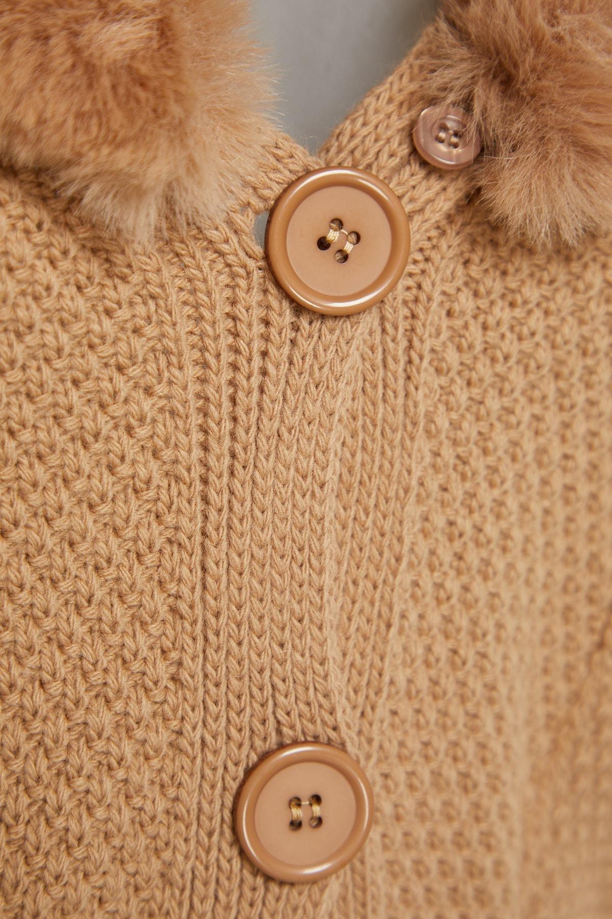 Brown V-Neck Cardigan, , large image number 5