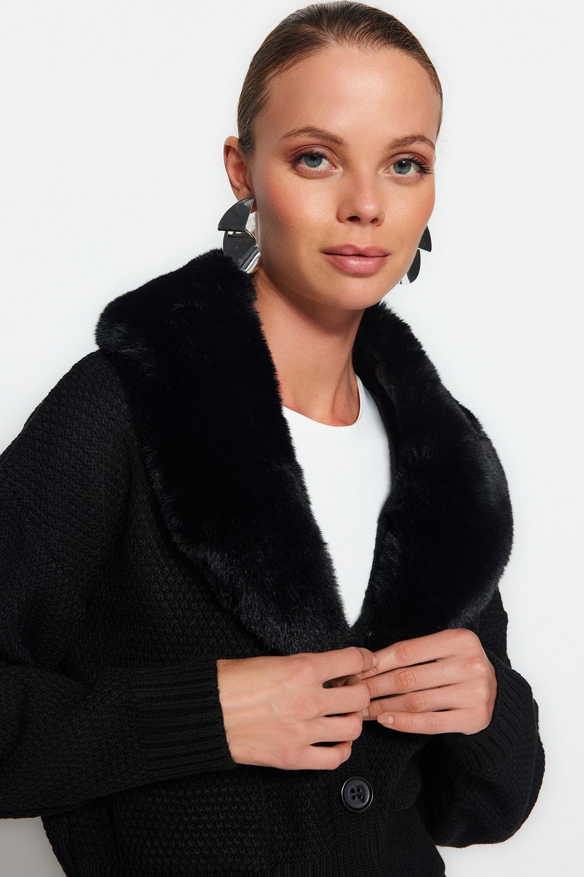 Black V-Neck Cardigan, , large image number 0