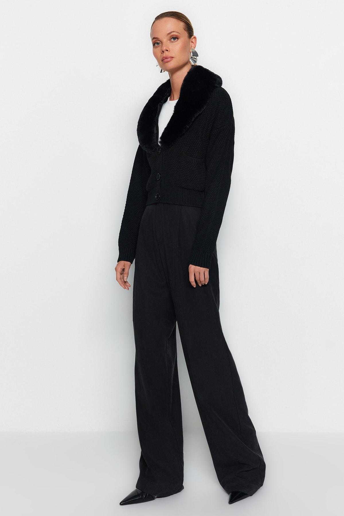 Black V-Neck Cardigan, , large image number 2