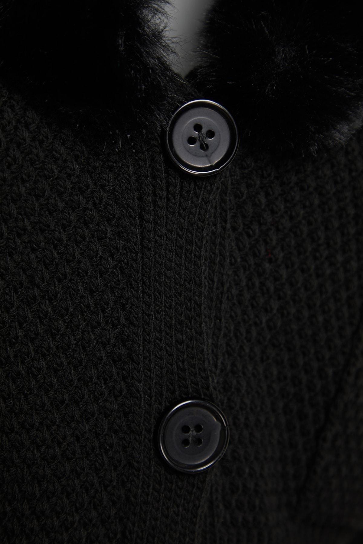 Black V-Neck Cardigan, , large image number 6
