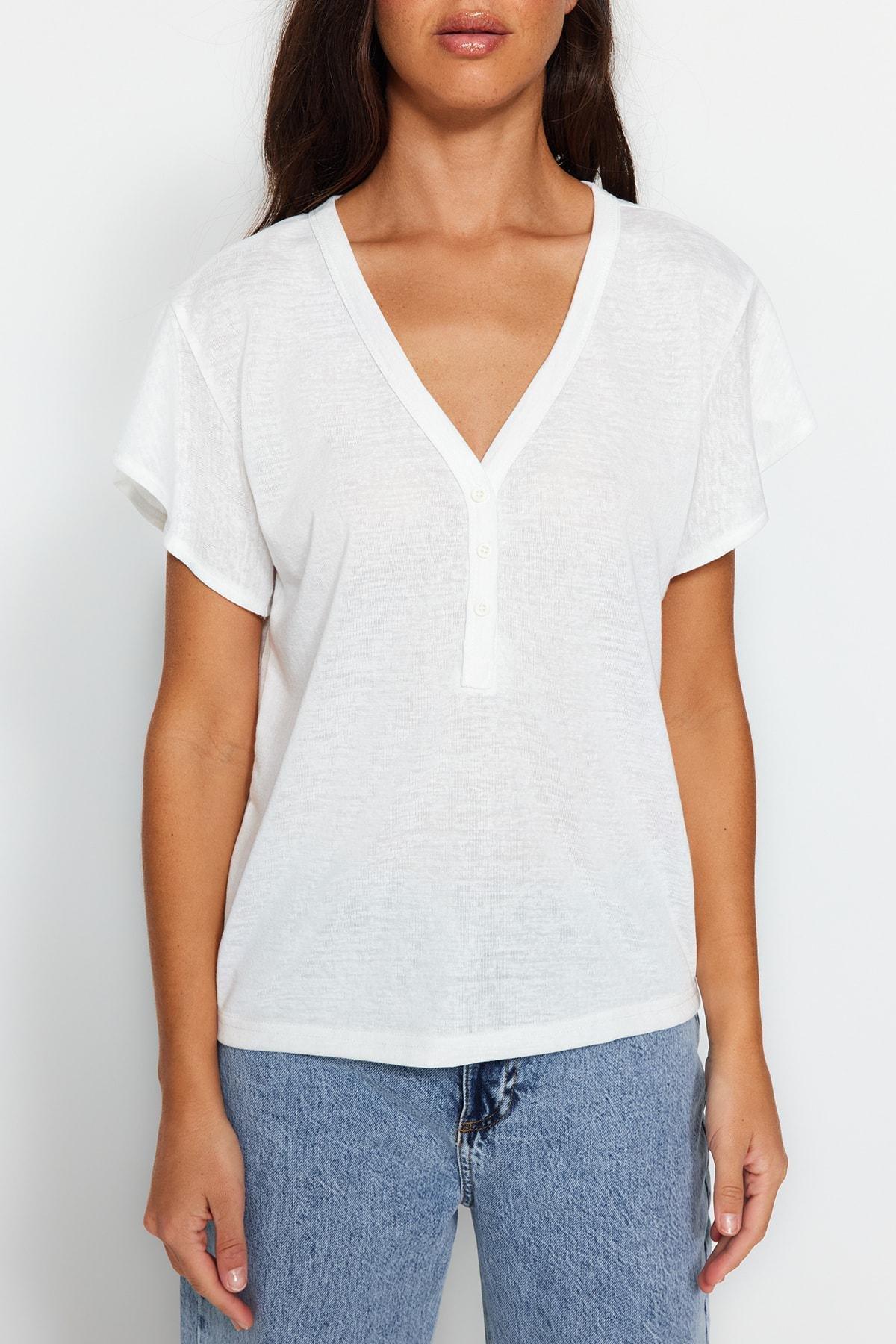 White V-Neck Ruffle Sleeve T-Shirt, , large image number 2