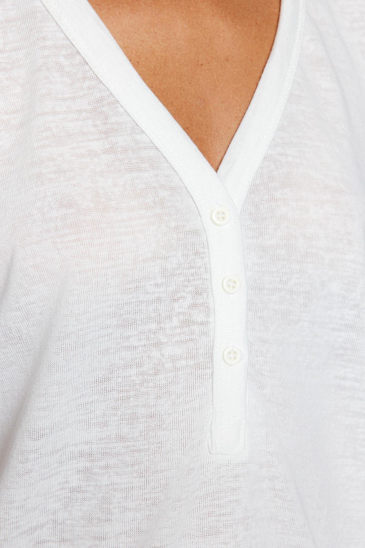 White V-Neck Ruffle Sleeve T-Shirt, , large image number 3