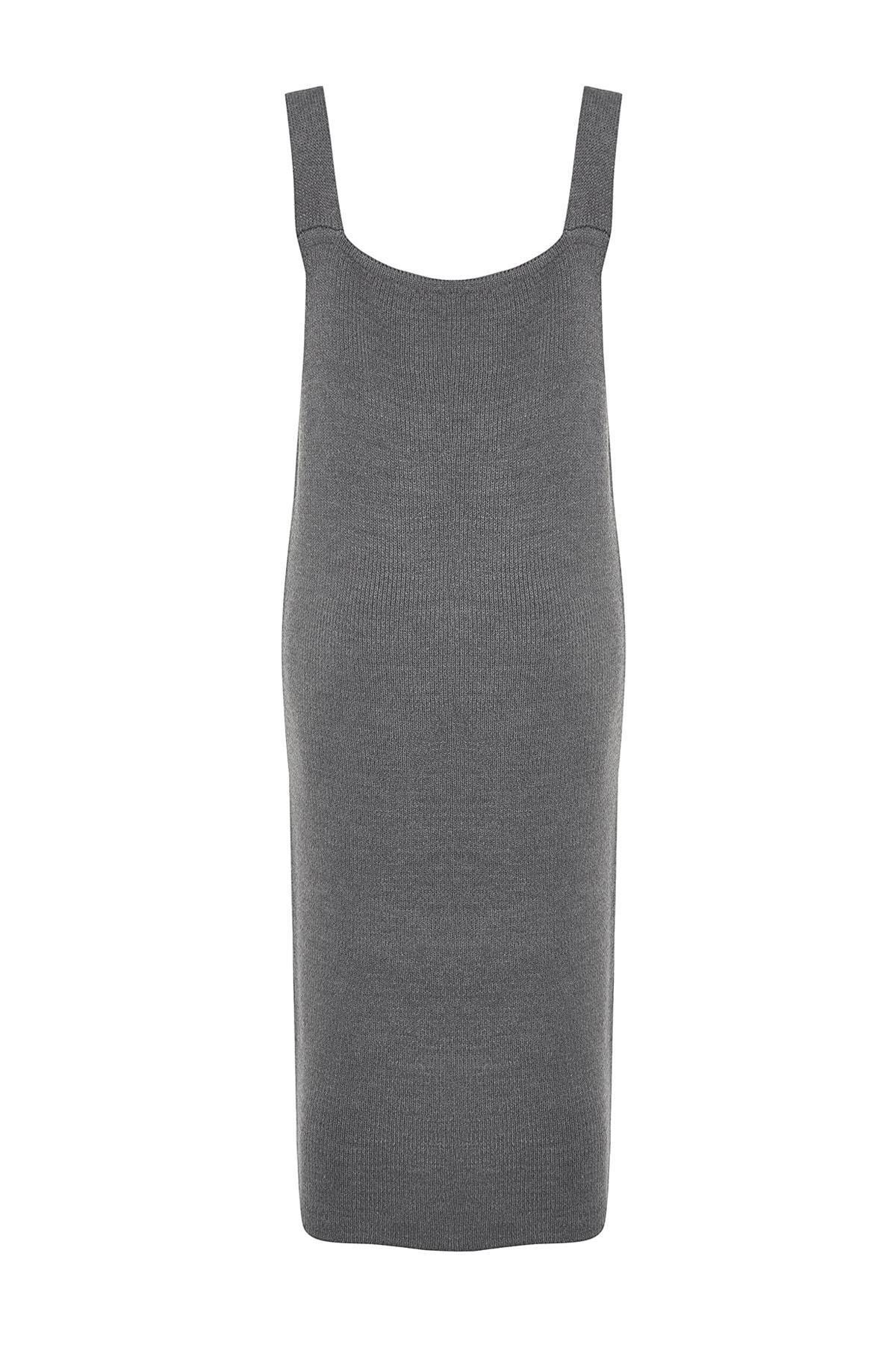 Grey Knitwear V-Neck Maxi Dress, , large image number 7
