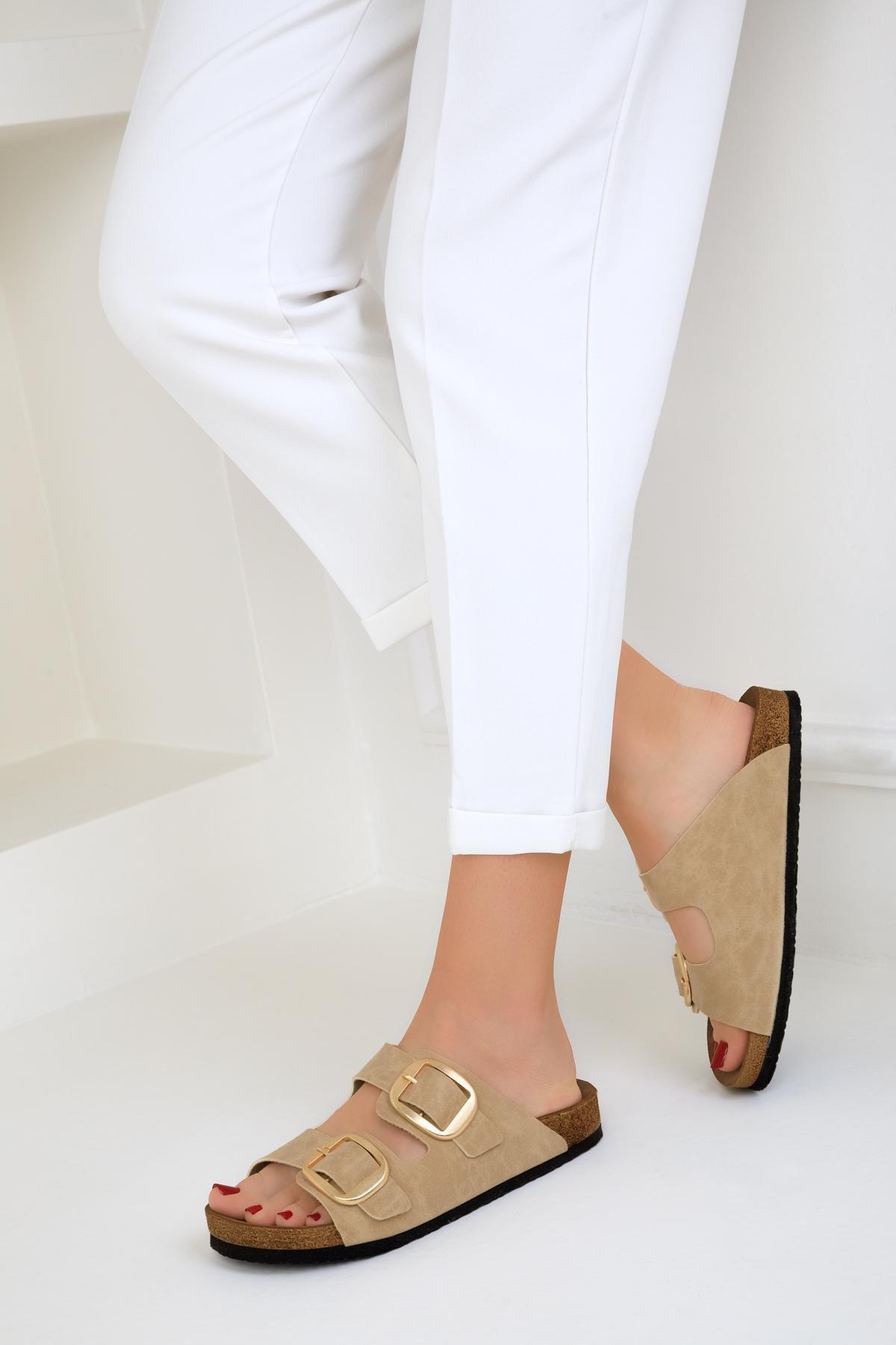 Beige Belted Flats, , large image number 1
