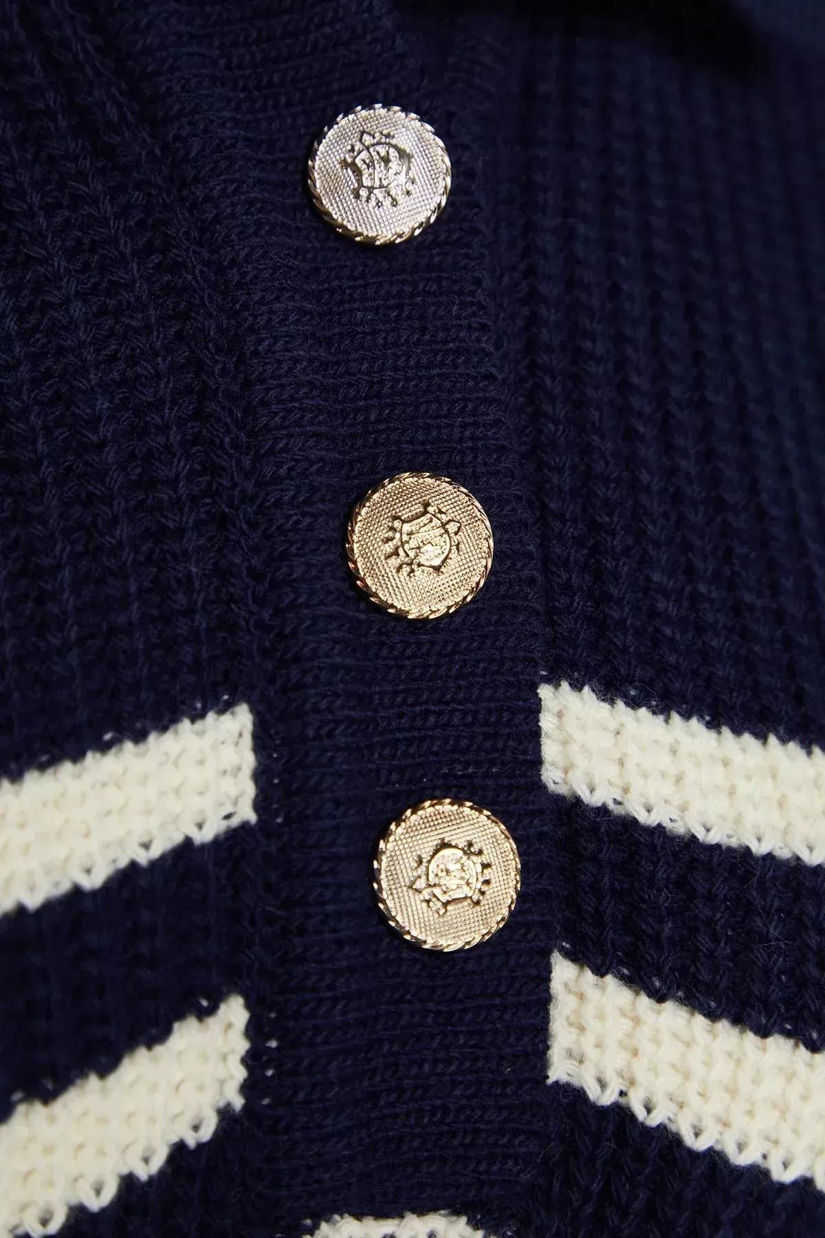 سترة مُحاكة مخططة، كحلي, Navy blue, large image number 7