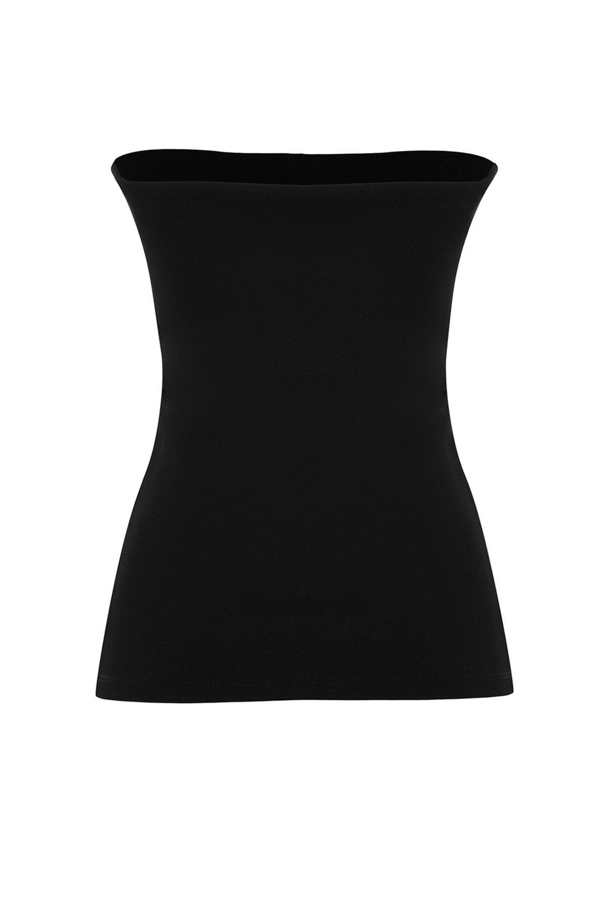 Black Strapless Slim Blouse, , large image number 7