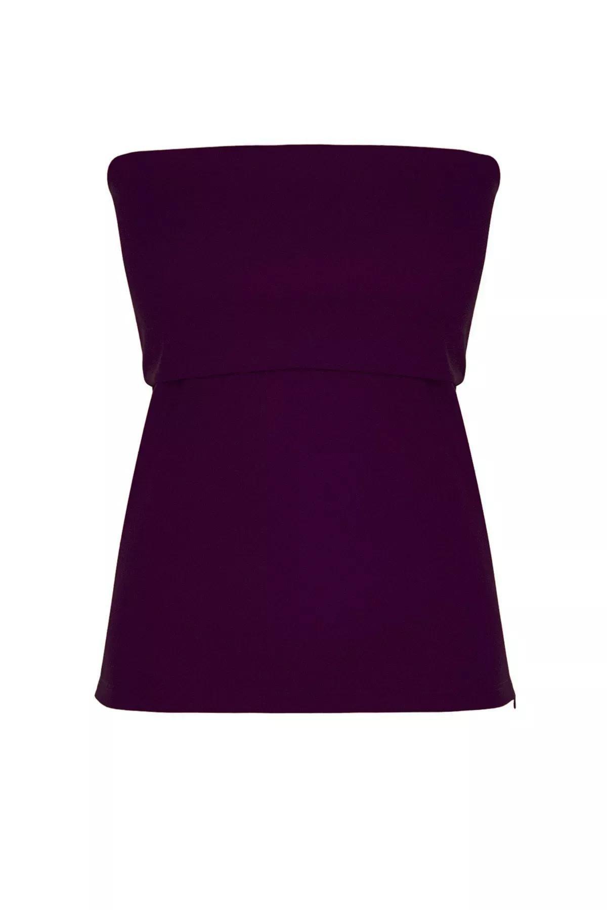 Purple Strapless Side Zip Blouse, , large image number 6