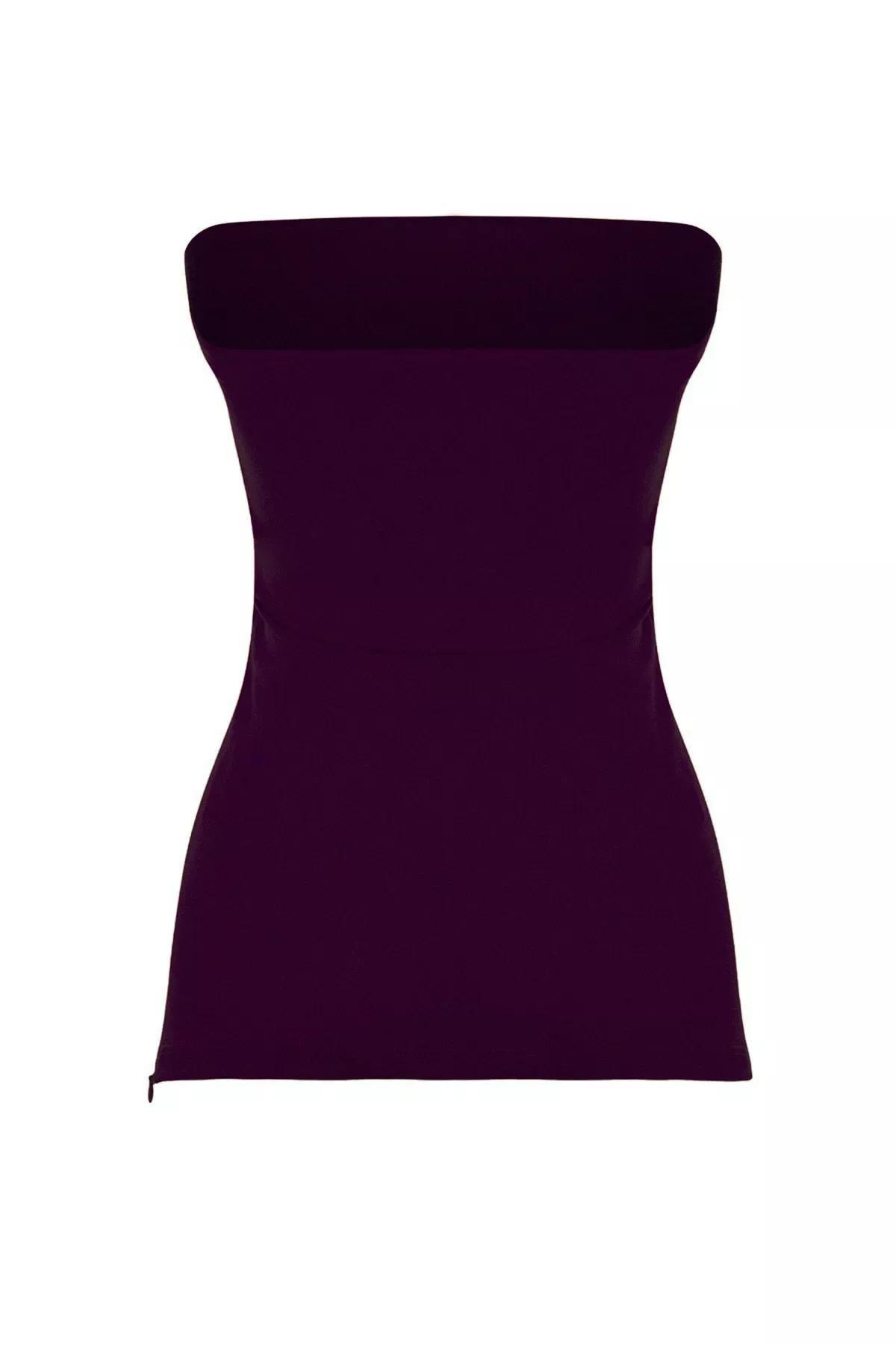 Purple Strapless Side Zip Blouse, , large image number 7