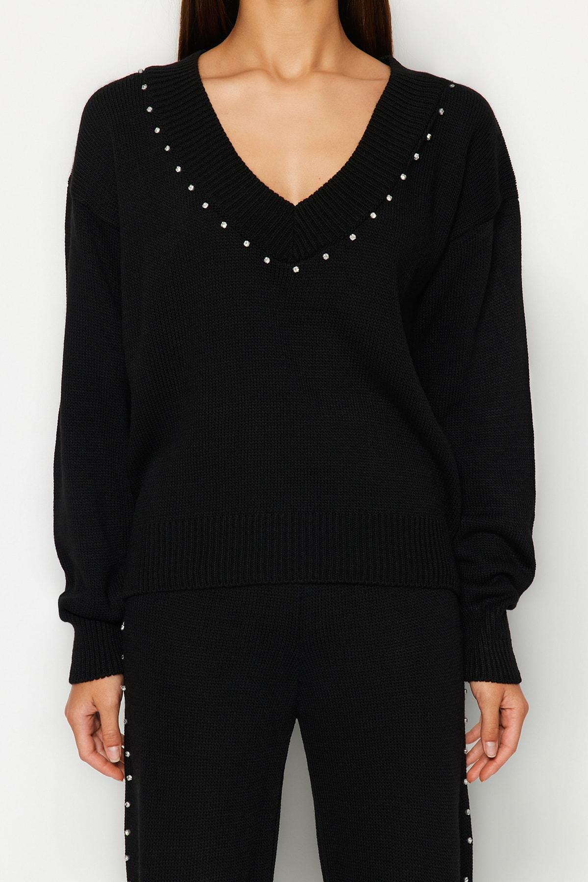 Black Wide Fit Knitwear Pyjamas Set, , large image number 3