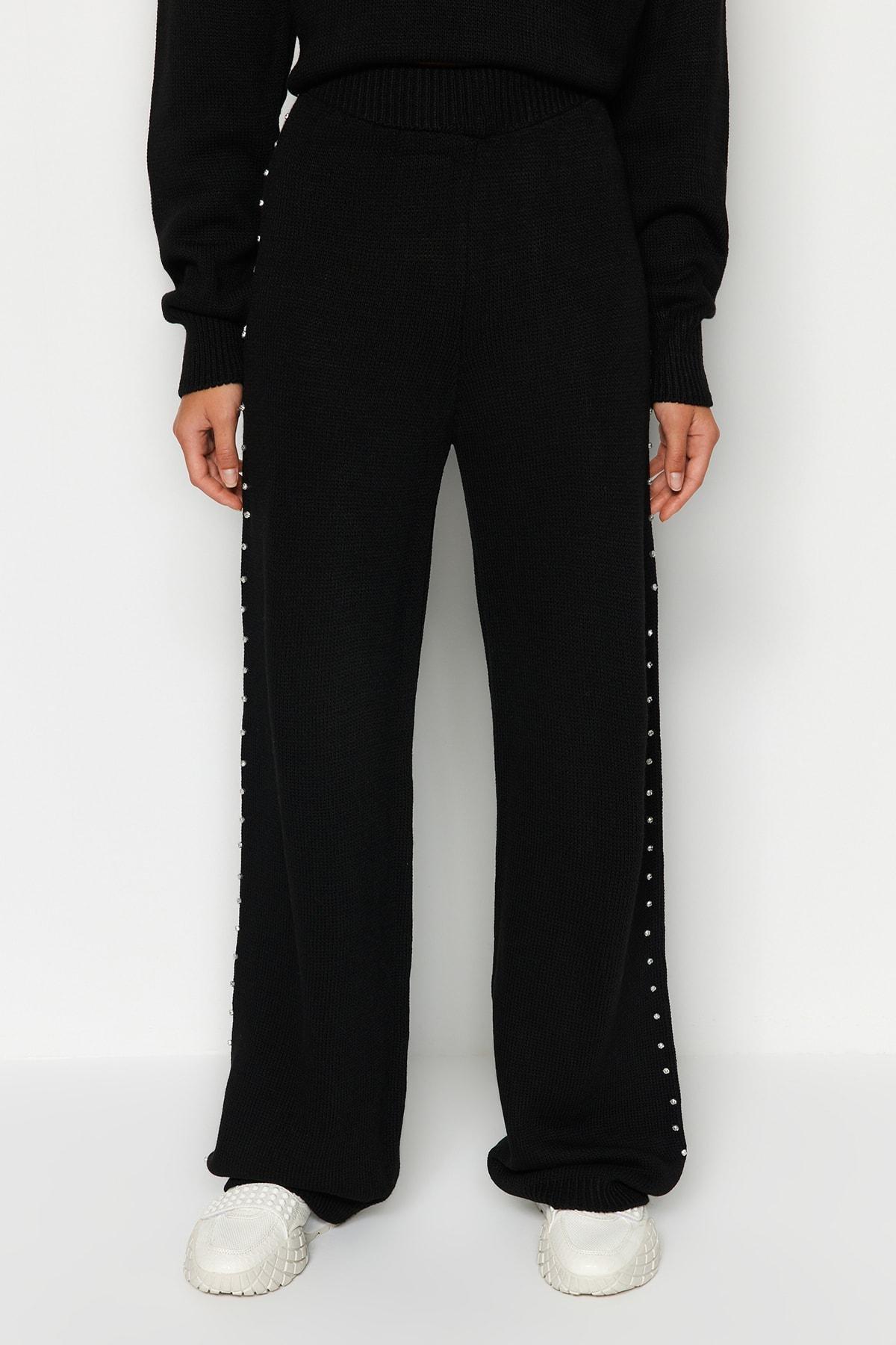 Black Wide Fit Knitwear Pyjamas Set, , large image number 4
