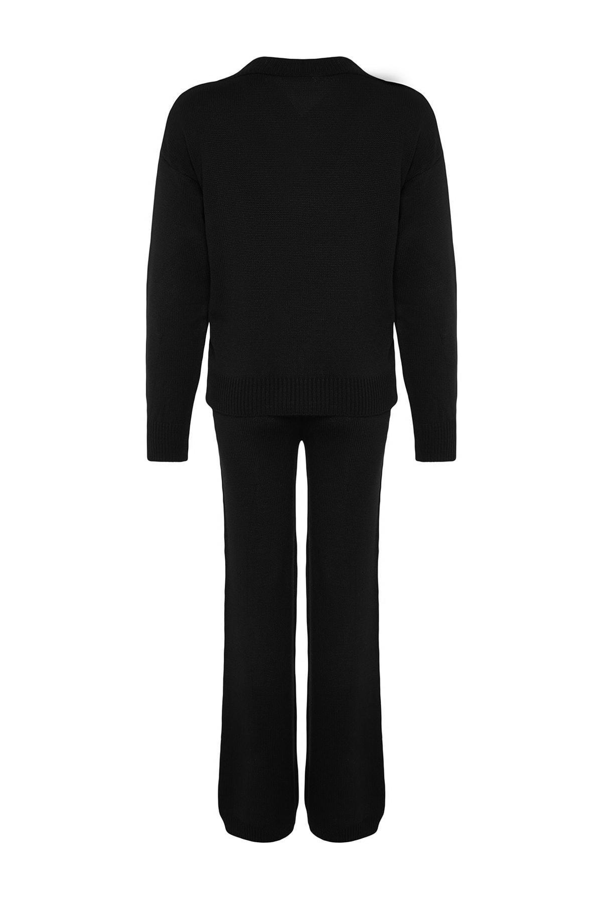 Black Wide Fit Knitwear Pyjamas Set, , large image number 7