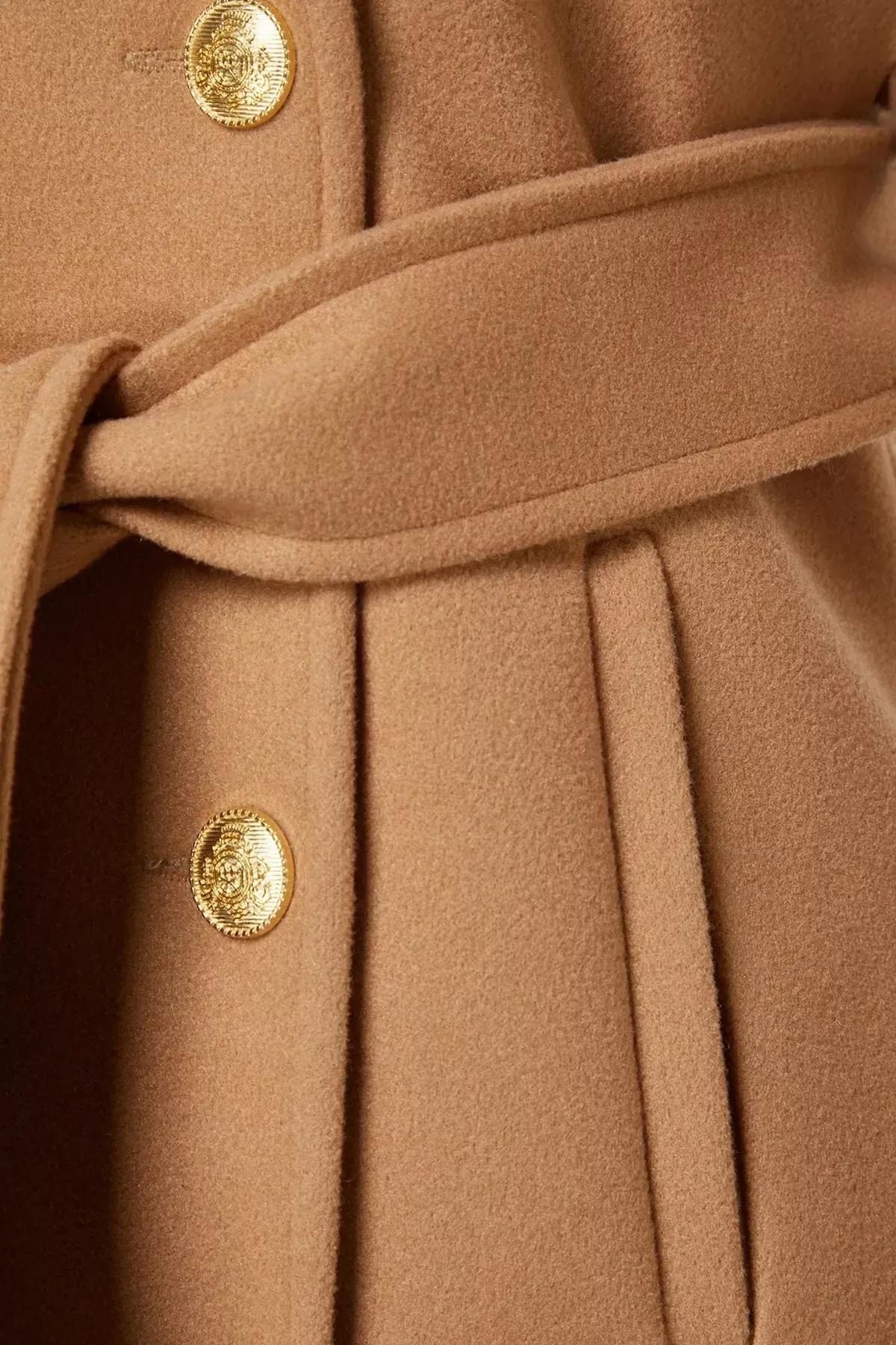 Brown Double Breasted Coat, , large image number 6