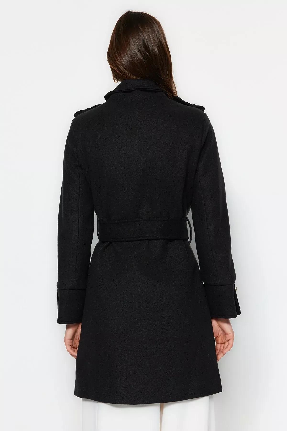 Black Double Breasted Coat, BLACK, medium