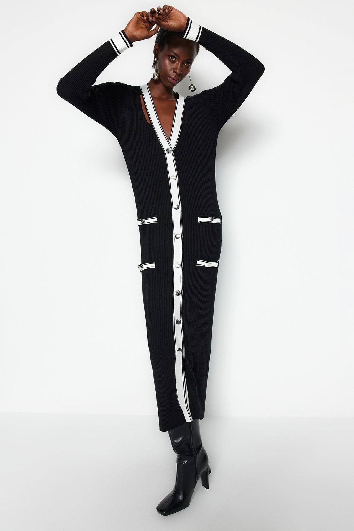 Black Colour Block Shift Dress, , large image number 0