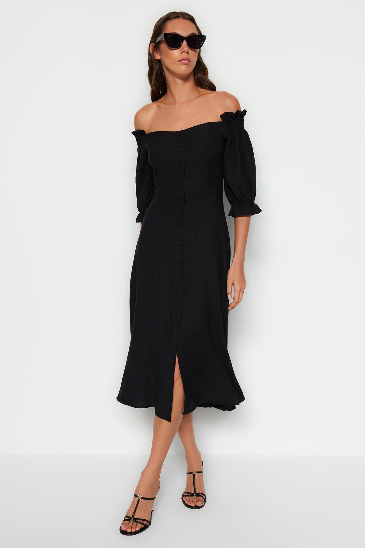 Black Sweetheart Skater Dress, , large image number 1