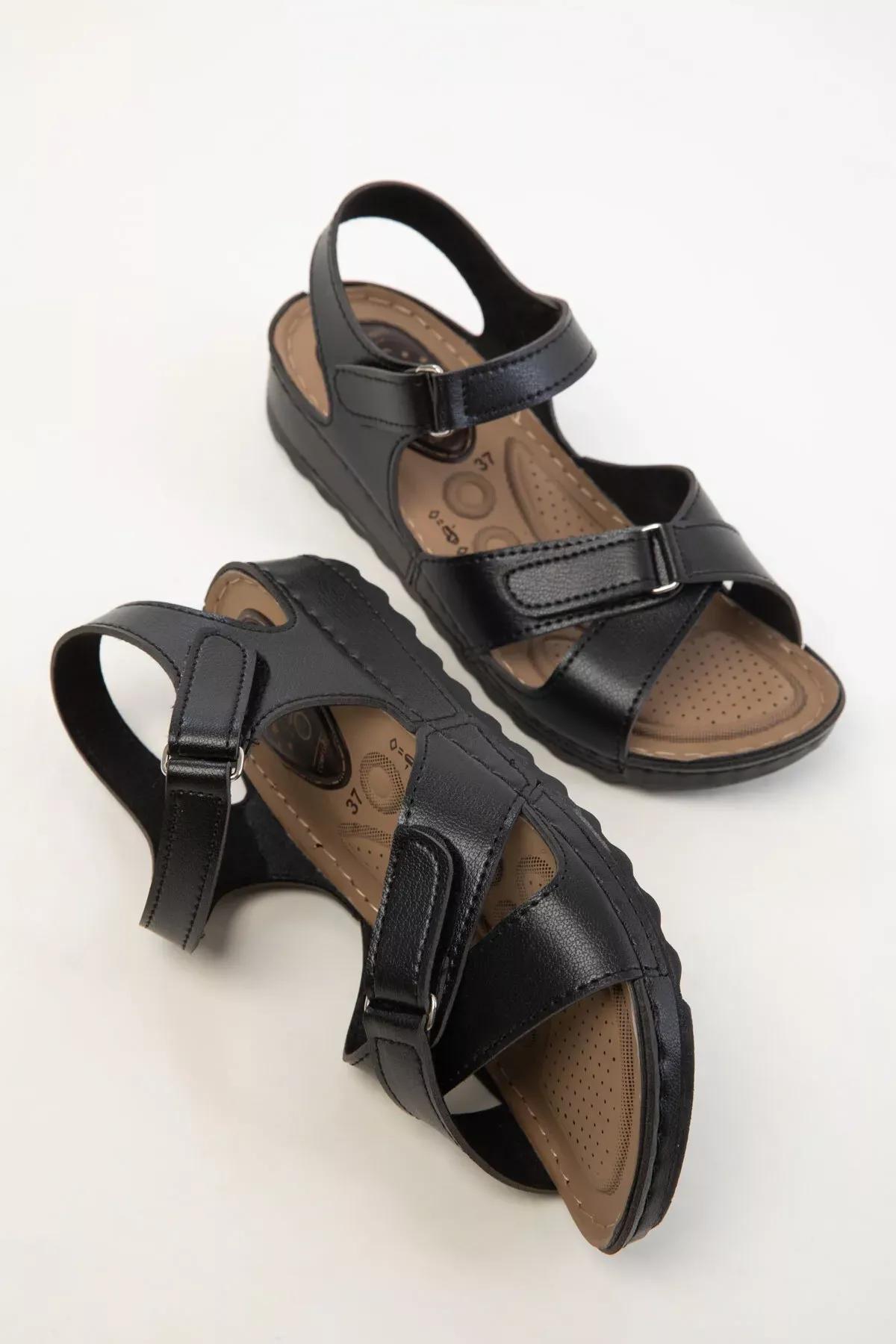 Black Sandals, BLACK, large image number 1