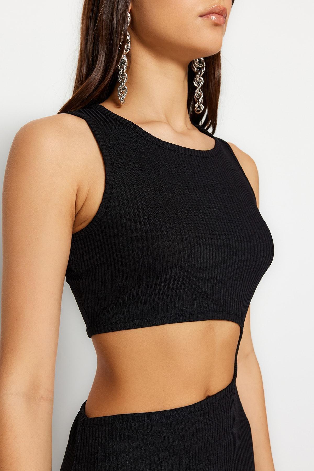 Black Retro Crew Neck Bodycon Dress, , large image number 3