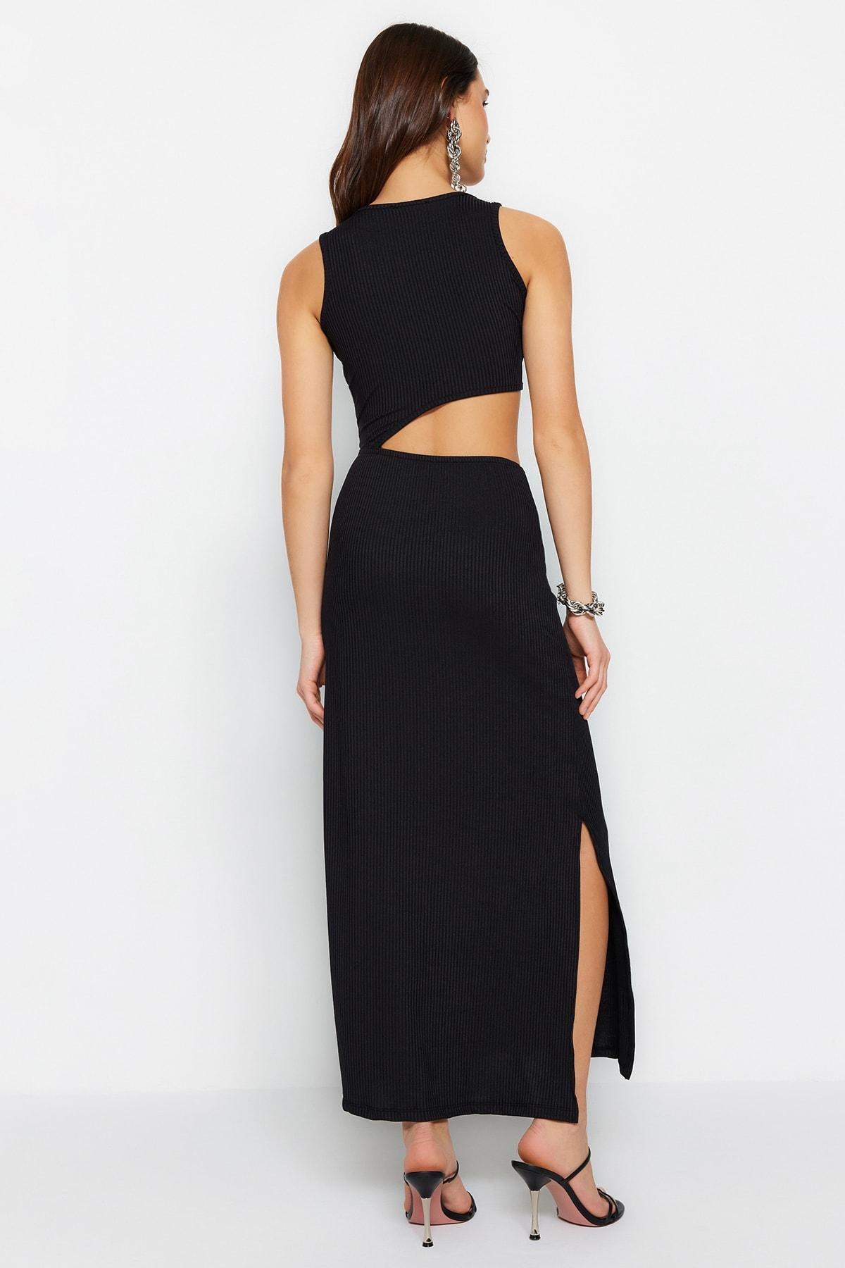 Black Retro Crew Neck Bodycon Dress, , large image number 4