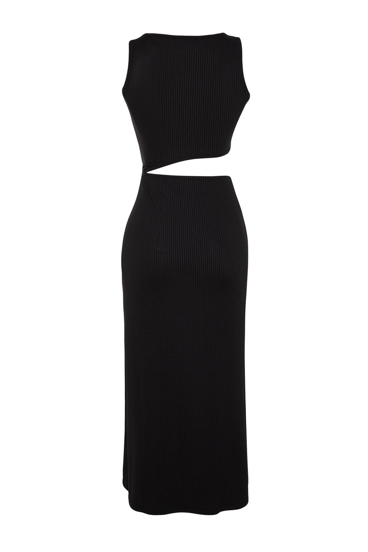 Black Retro Crew Neck Bodycon Dress, , large image number 5