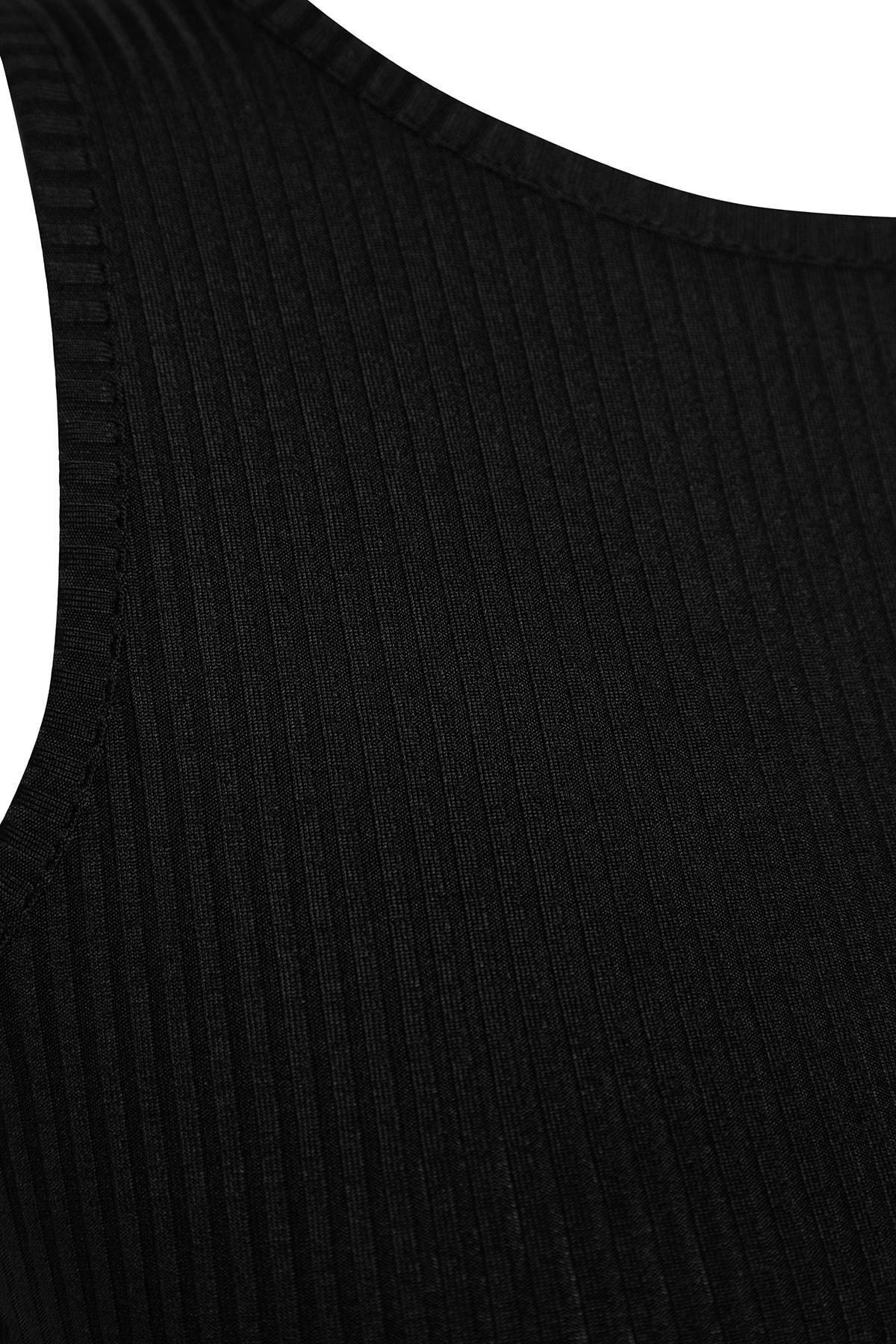 Black Retro Crew Neck Bodycon Dress, , large image number 6
