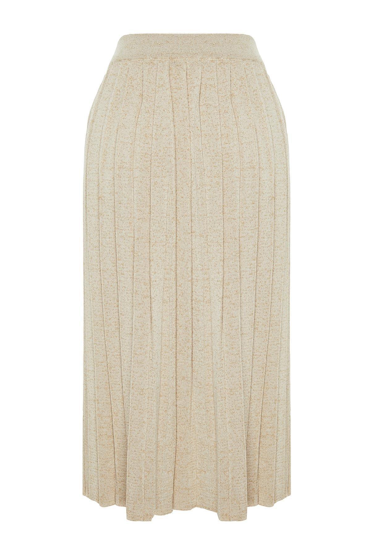 Beige Bodycon Midi Skirt, , large image number 1