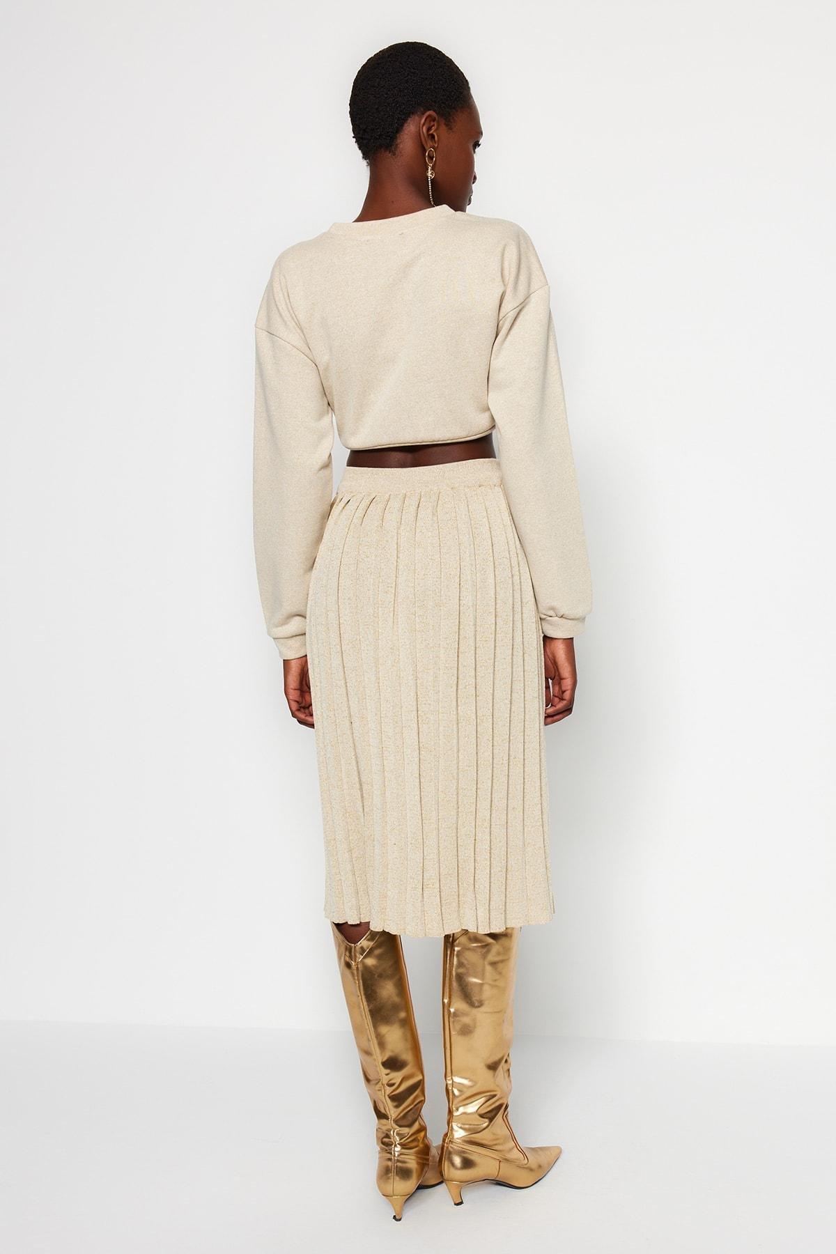 Beige Bodycon Midi Skirt, , large image number 5
